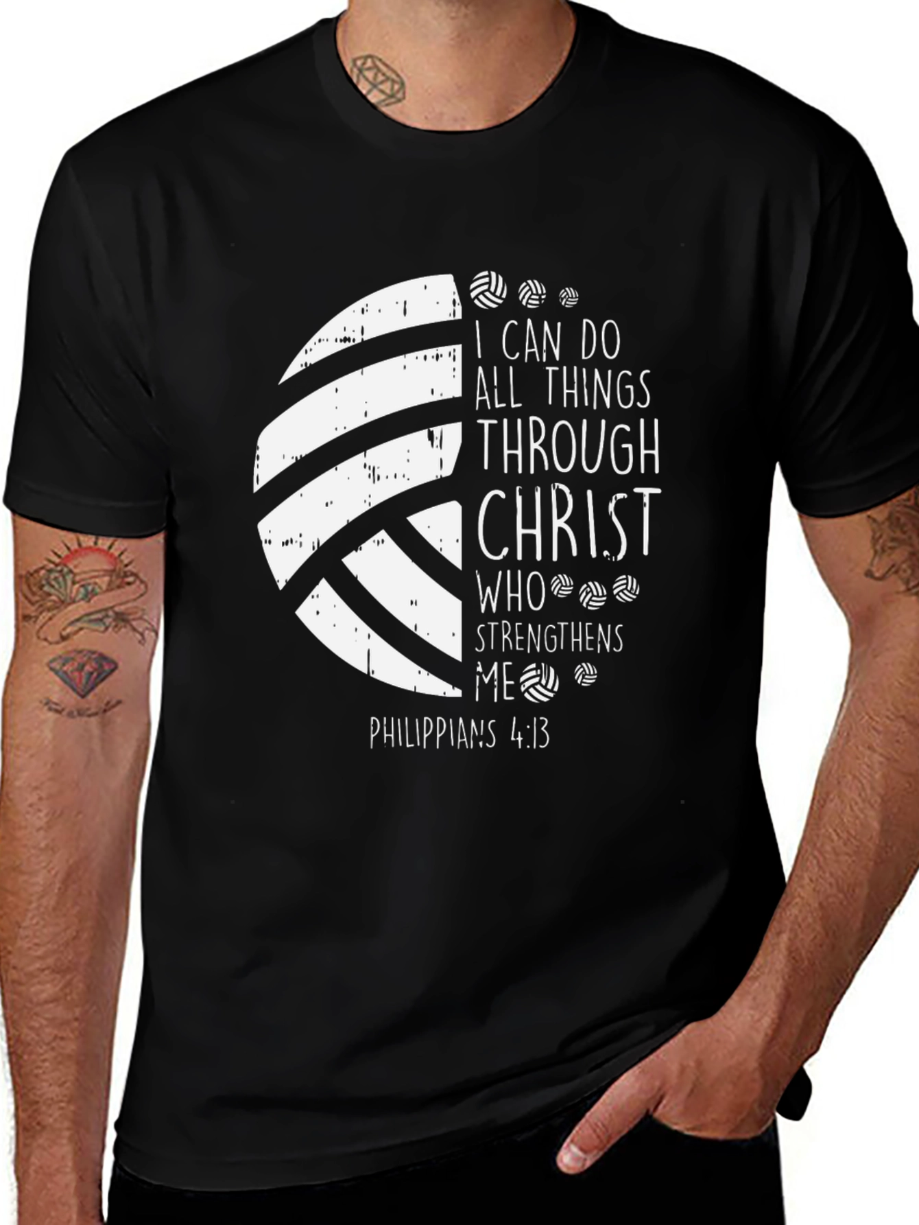 Variant 26 of Volleyball Christian T-Shirt Philippians 4:13