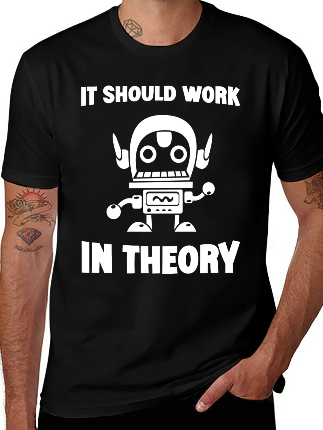 Variant 23 of It Should Work In Theory T-Shirt - Robot Design