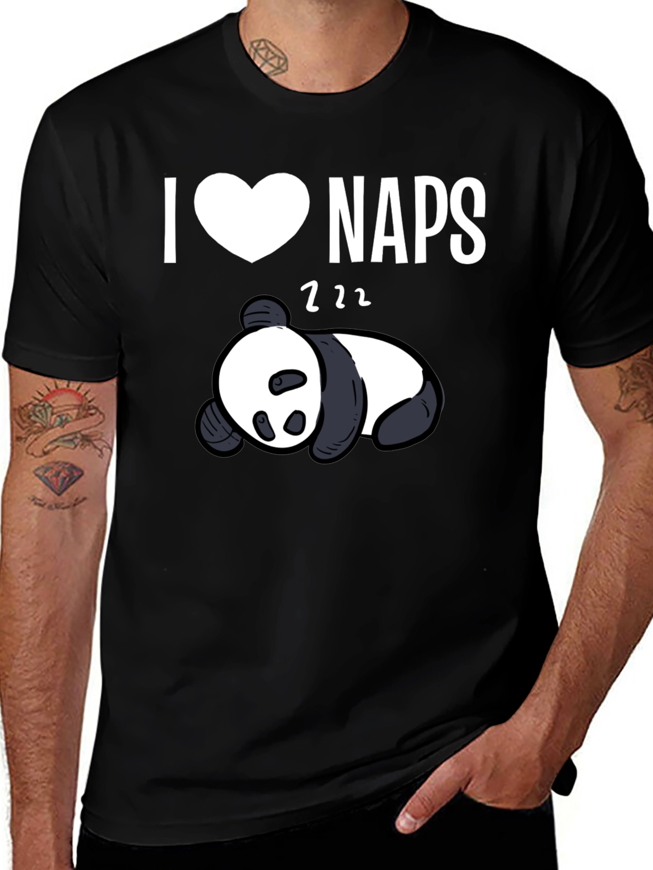 Variant 11 of I Heart Naps Panda Black T-Shirt