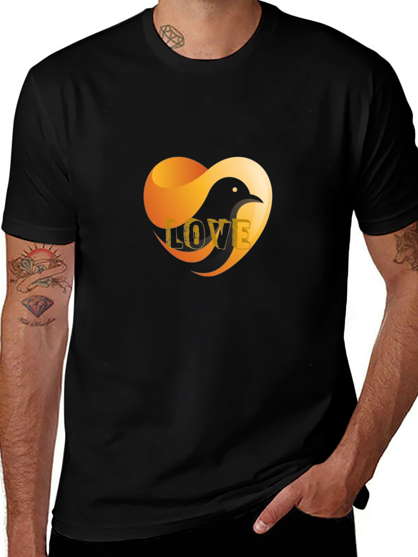 Variant 27 of Love Bird Graphic T-Shirt - Stylish Black Tee