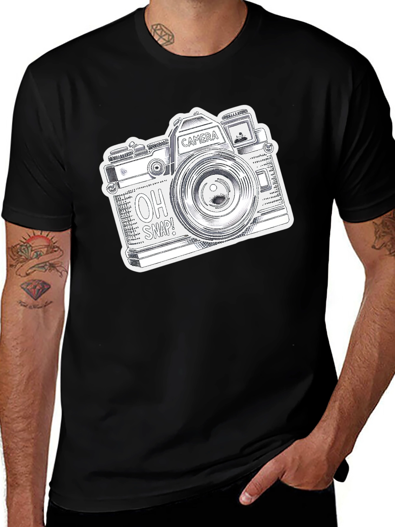 Variant 15 of Retro Camera Graphic Print Black T-Shirt