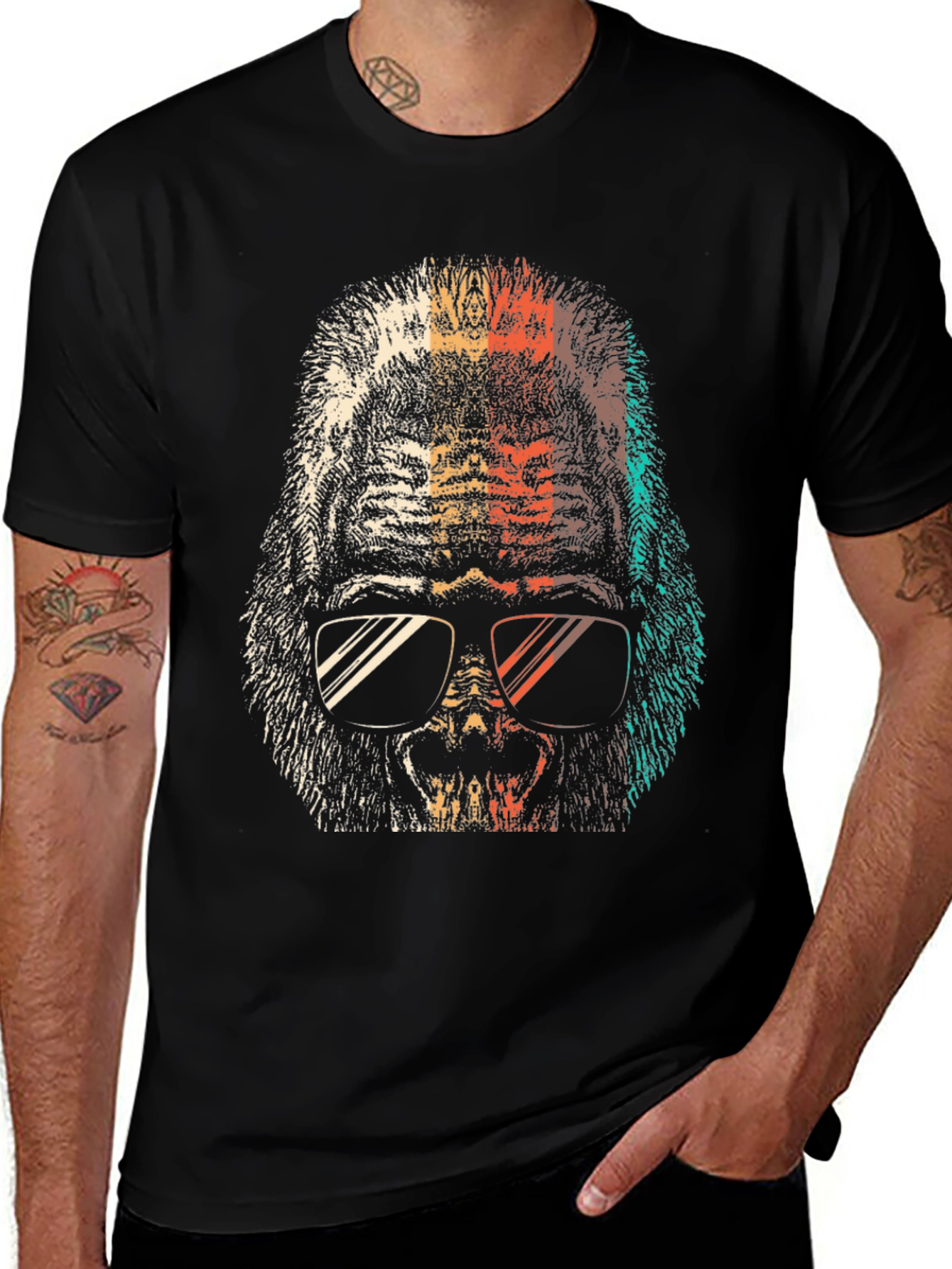 Retro Gorilla Graphic T-Shirt - Cool Ape with Sunglasses
