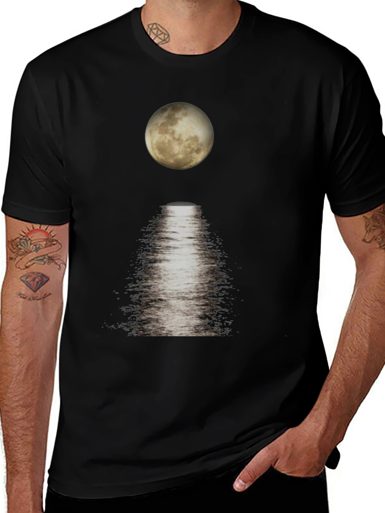 Moonlit Reflections Black T-Shirt