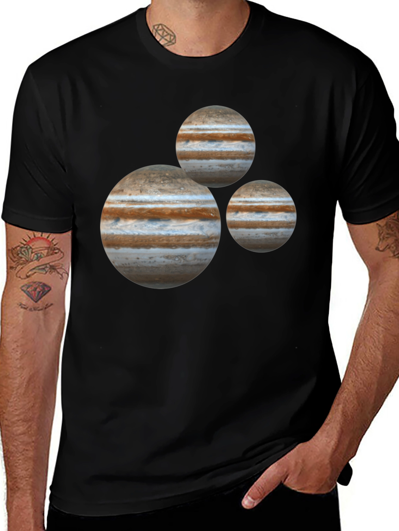 Jupiter Planet Design Black T-Shirt