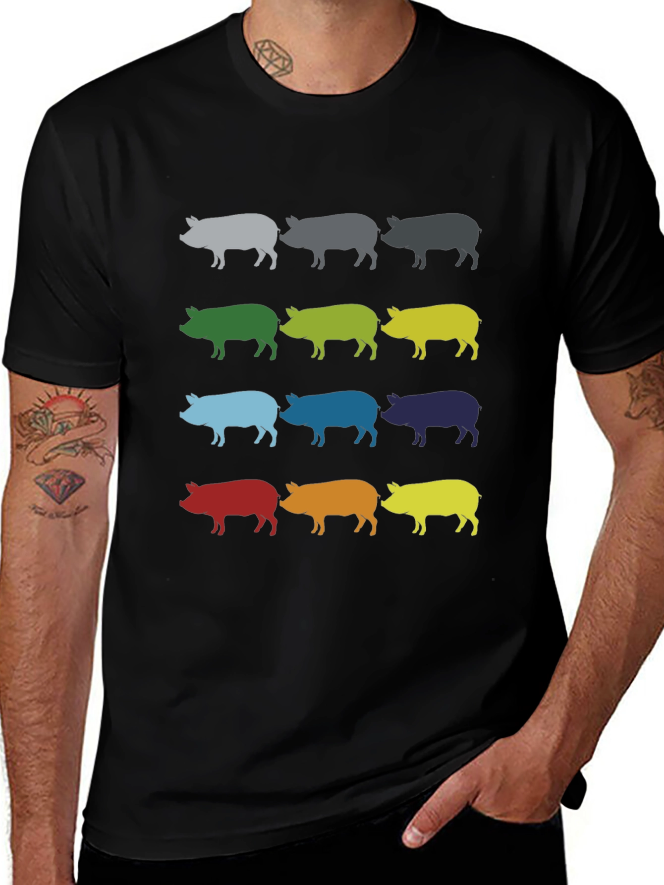 Variant 14 of Colorful Pig Silhouette Graphic T-Shirt - Unisex