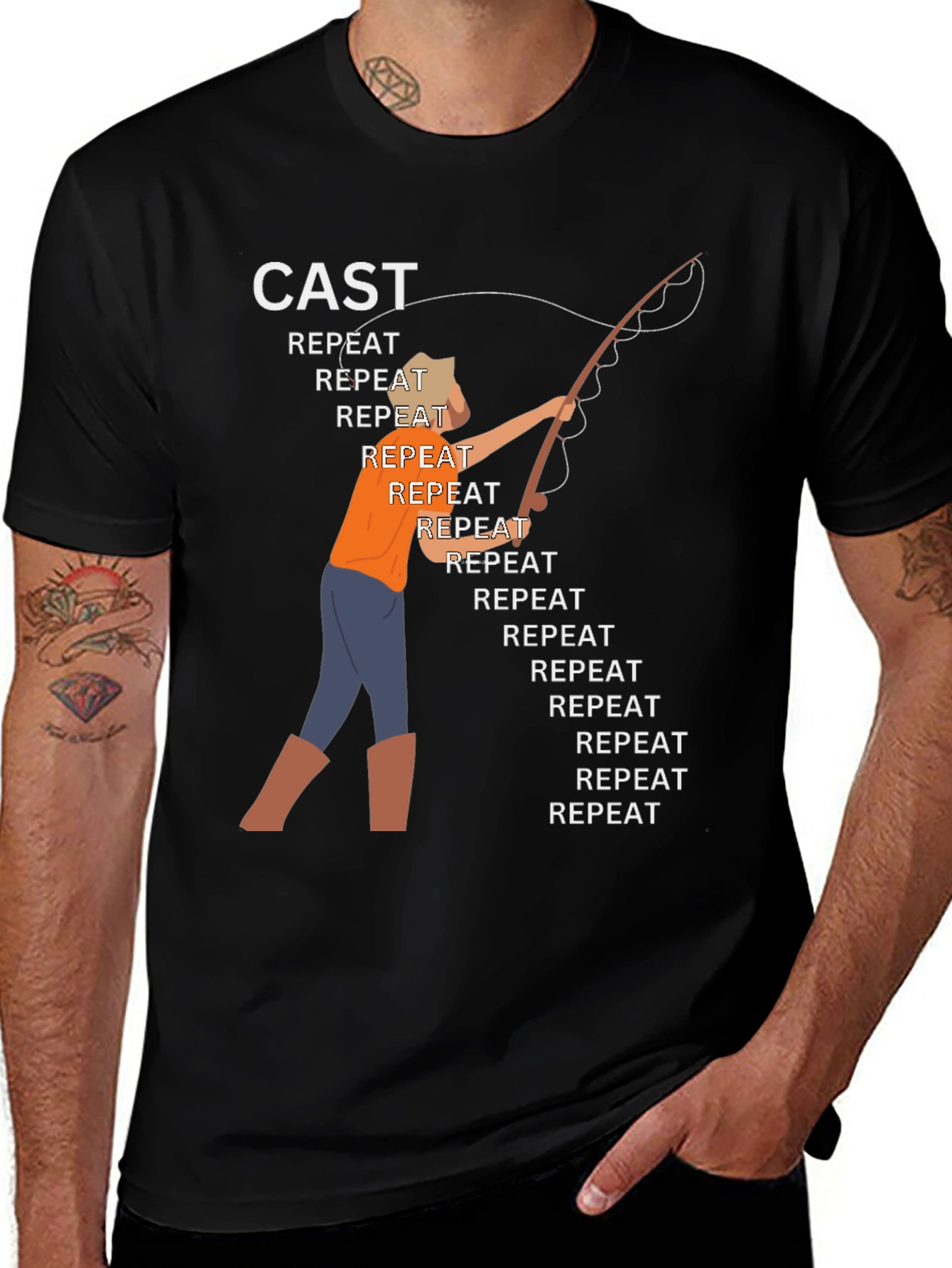 Variant 18 of Cast Repeat Funny Fishing Graphic T-Shirt