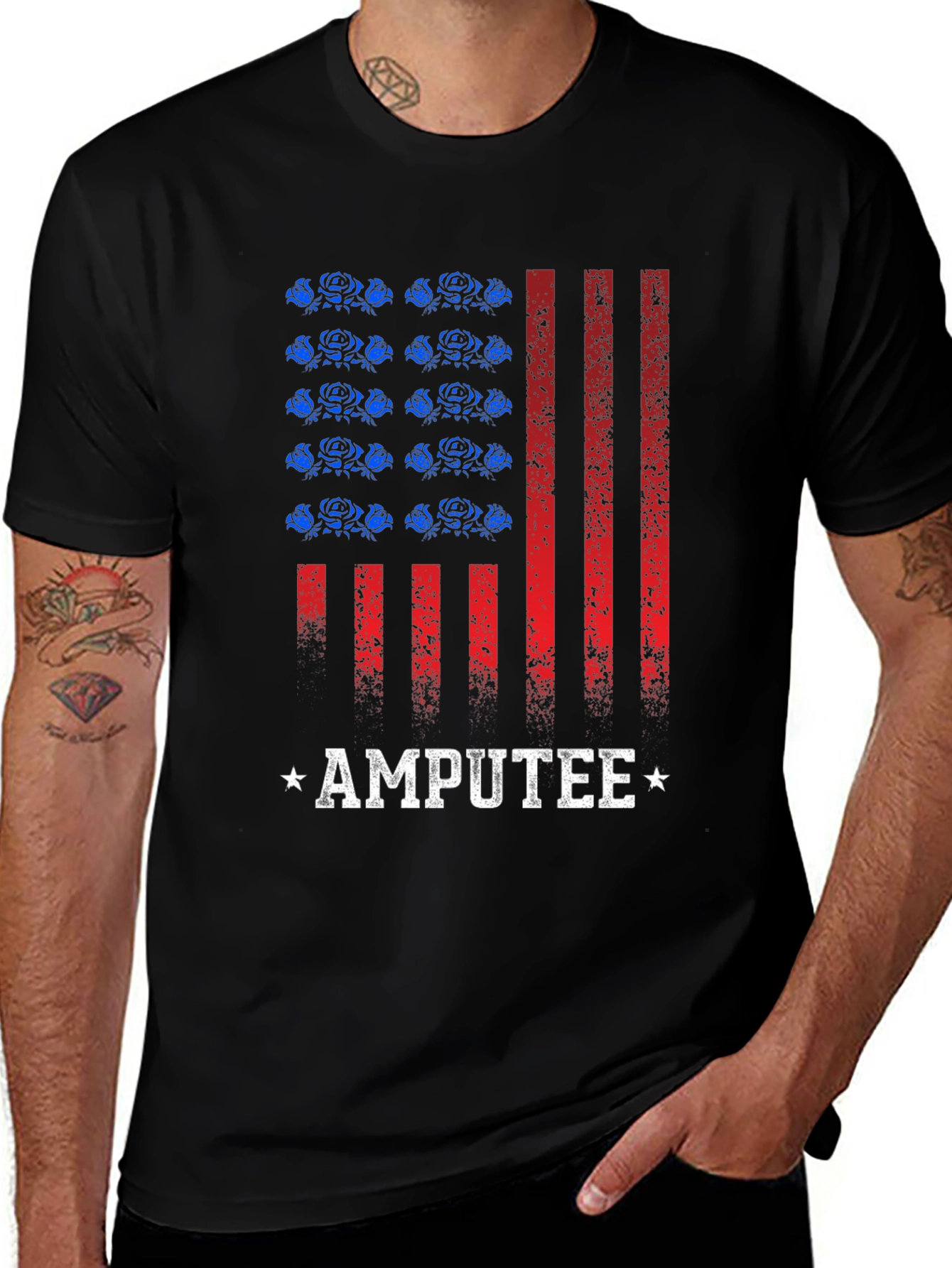 Variant 9 of Amputee Patriotic American Flag Graphic T-Shirt