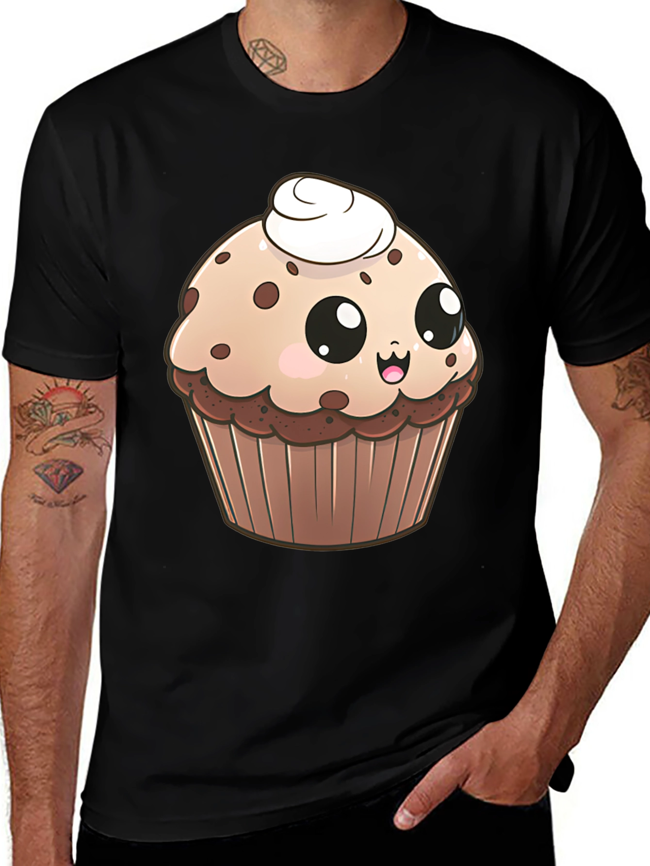 Cute Kawaii Cupcake Graphic T-Shirt