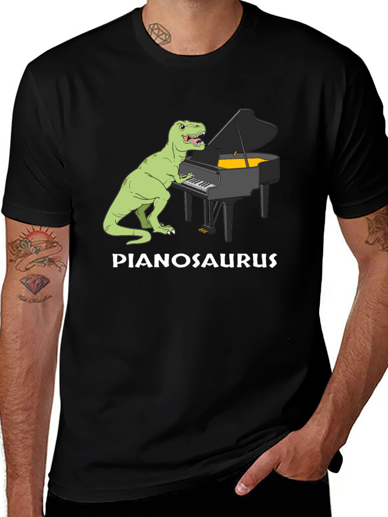 Pianosaurus T-Shirt - Funny Dinosaur Piano Player Tee