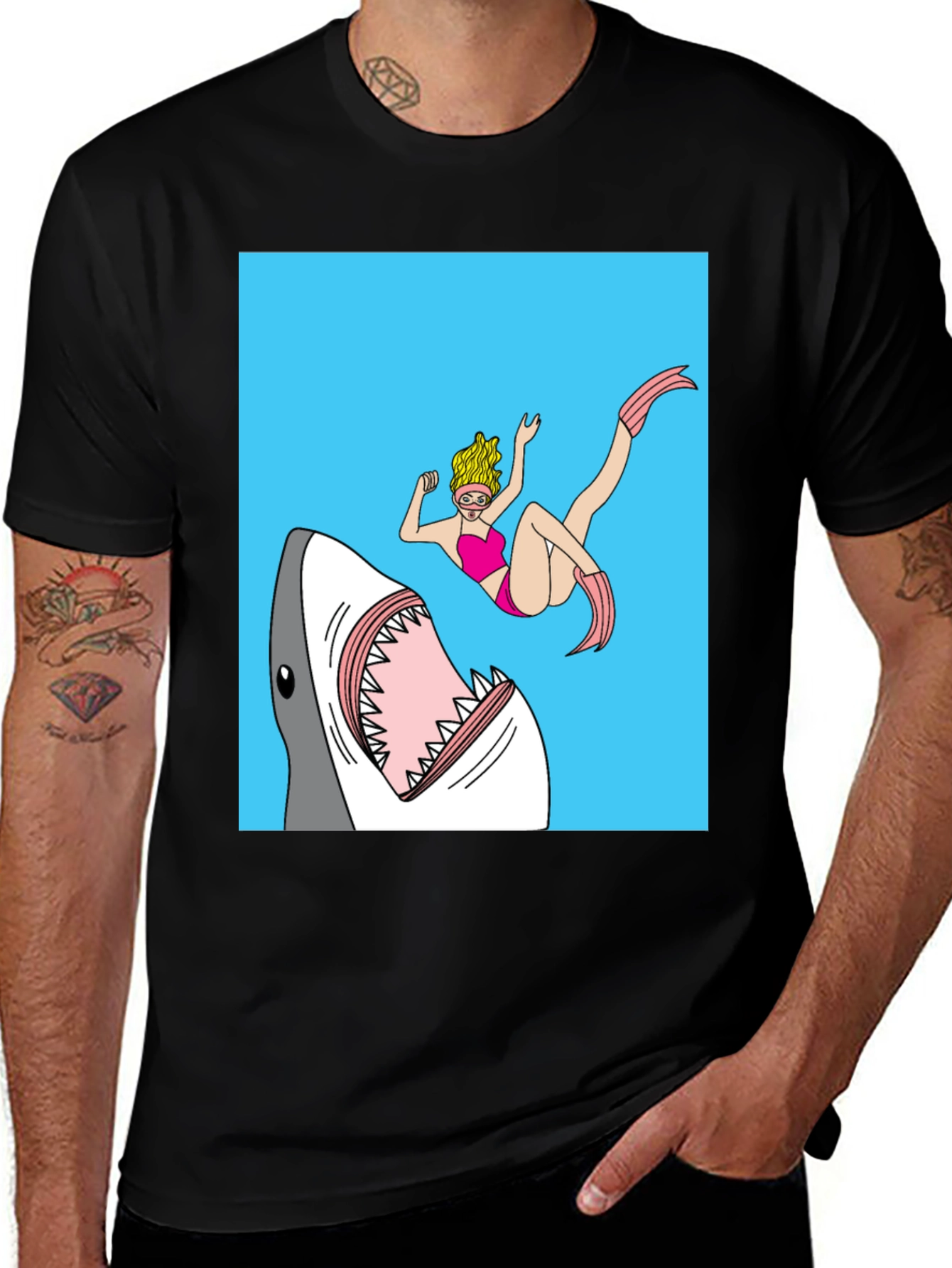Variant 14 of Shark Attack Graphic Tee - Novelty T-Shirt