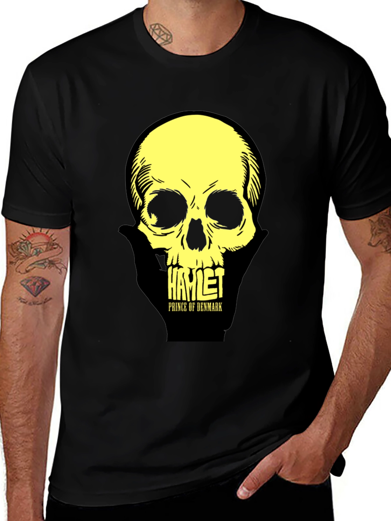 Black Hamlet Skull T-Shirt: Prince of Denmark Graphic Tee main image