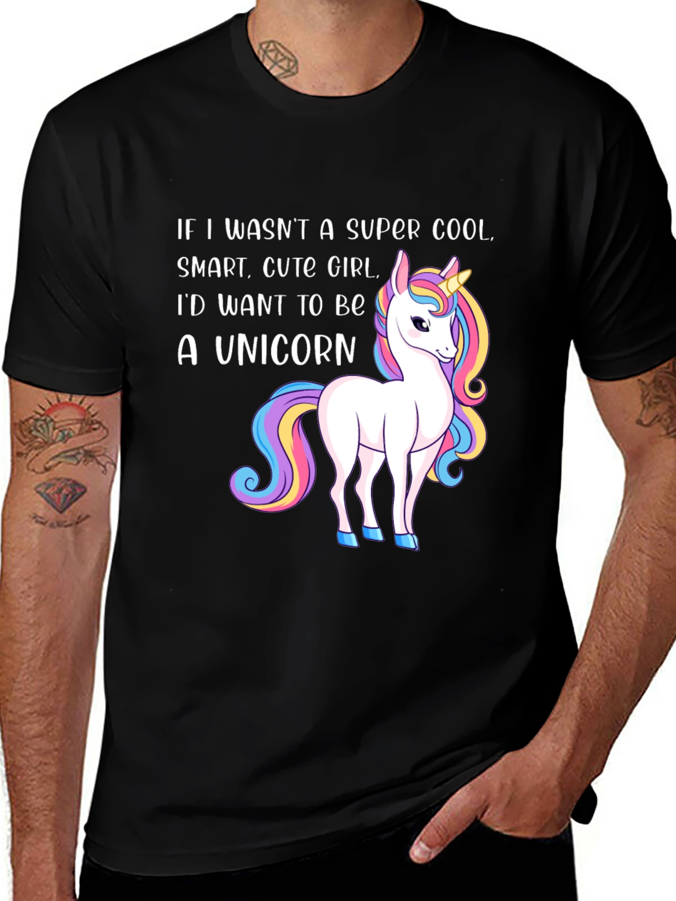 Variant 25 of Super Cool Girl Unicorn Graphic T-Shirt