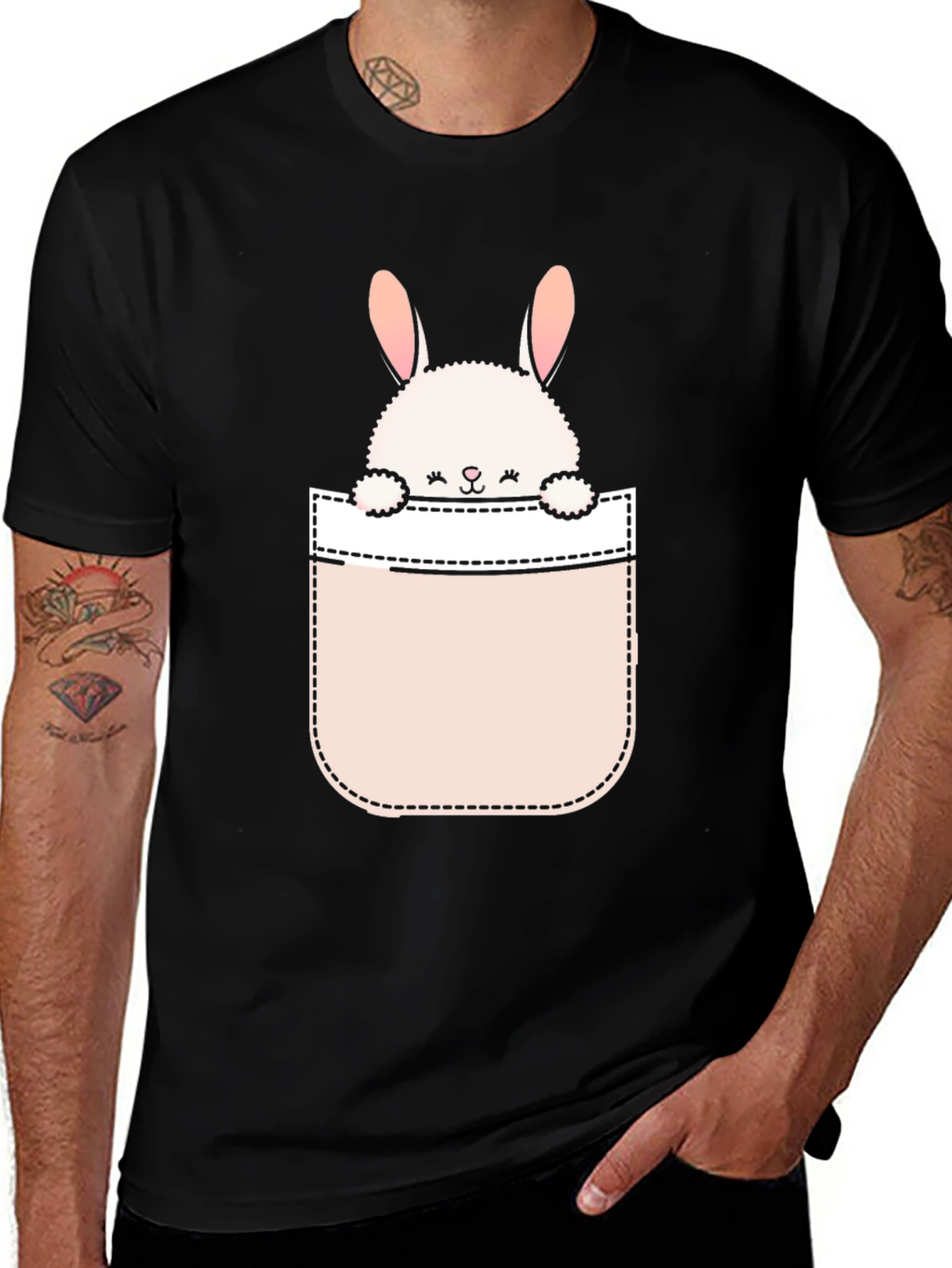 Variant 7 of Cute Bunny Pocket Graphic T-Shirt