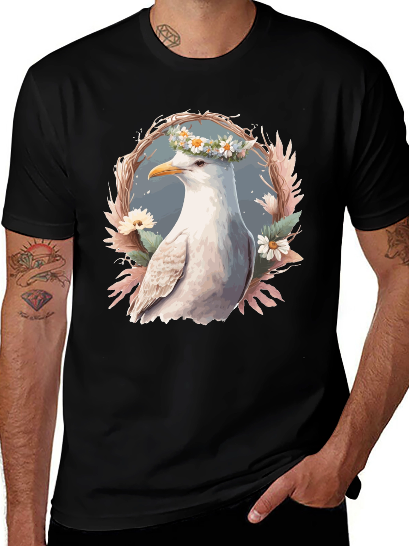 Variant 23 of Seagull Floral Wreath Graphic Tee