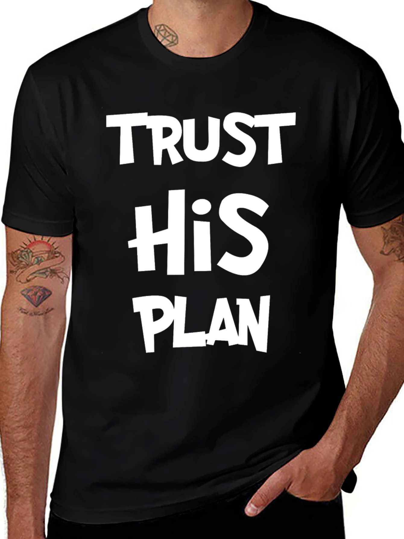Black Trust His Plan T-Shirt - Faith Based Apparel main image