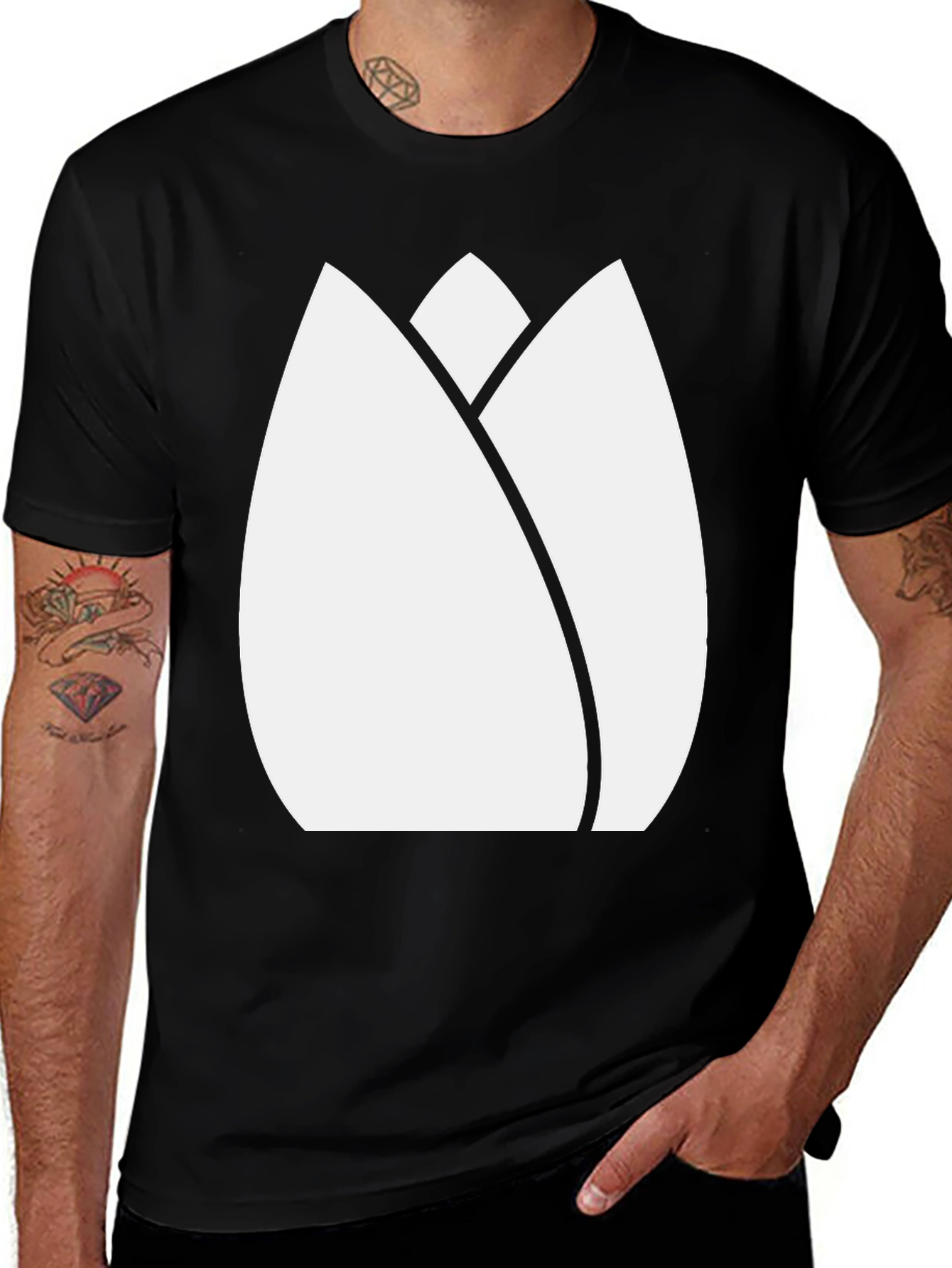 Black Tulip Graphic Tee - Modern Minimalist Design main image