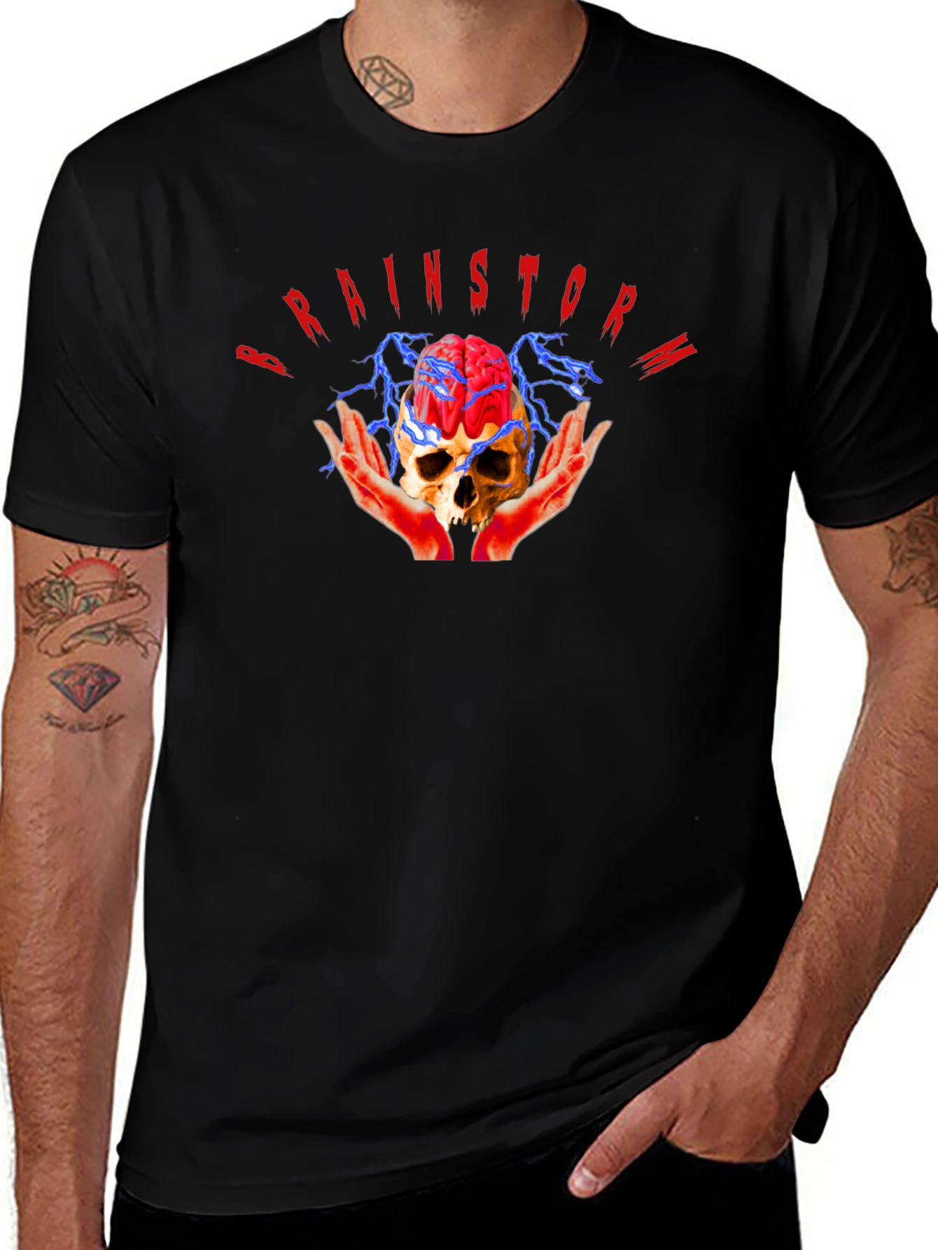 Variant 29 of Brainstorm Skull Graphic Tee - Cool, Edgy Design