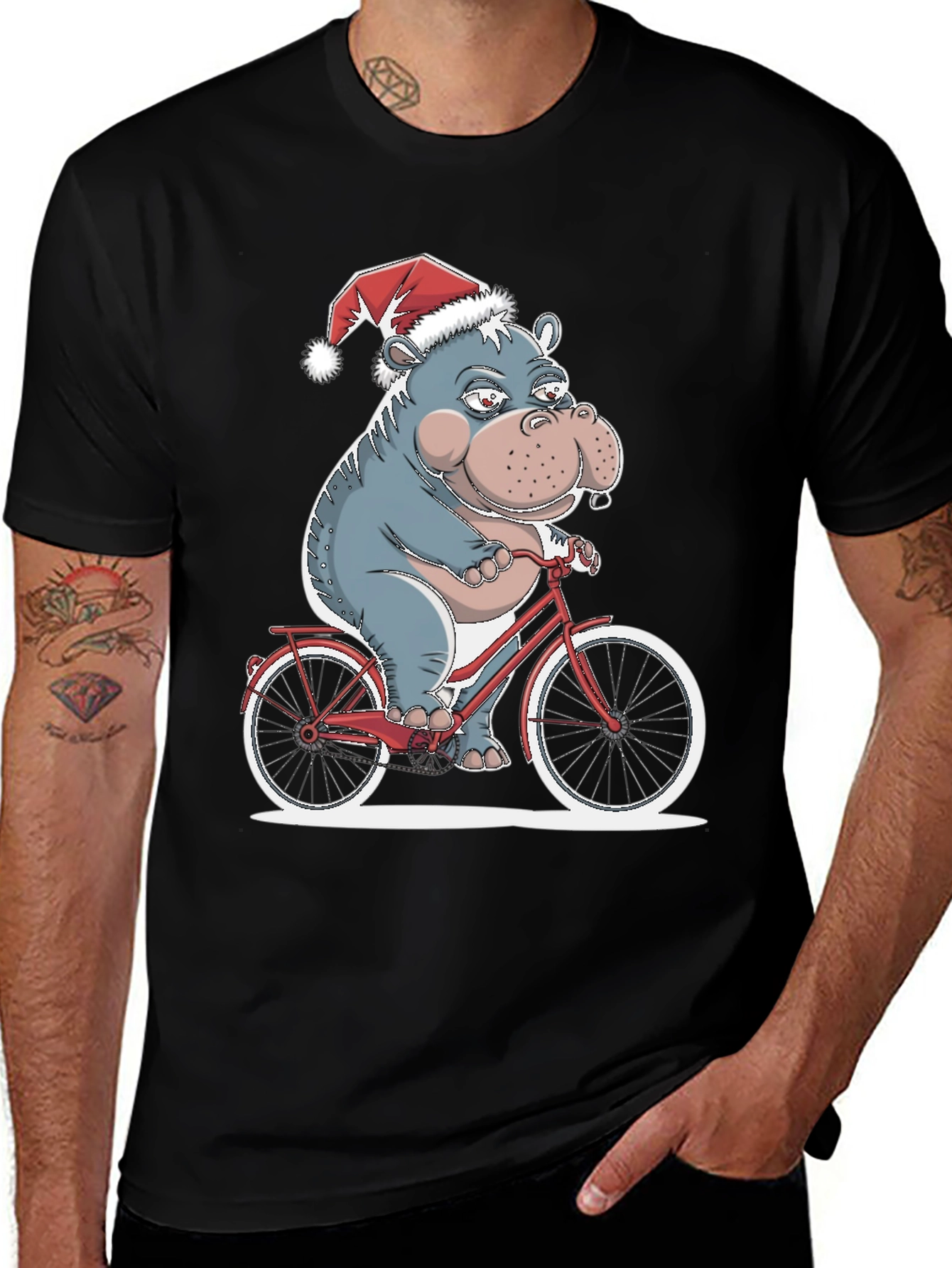 Variant 5 of Hippo Christmas T-Shirt