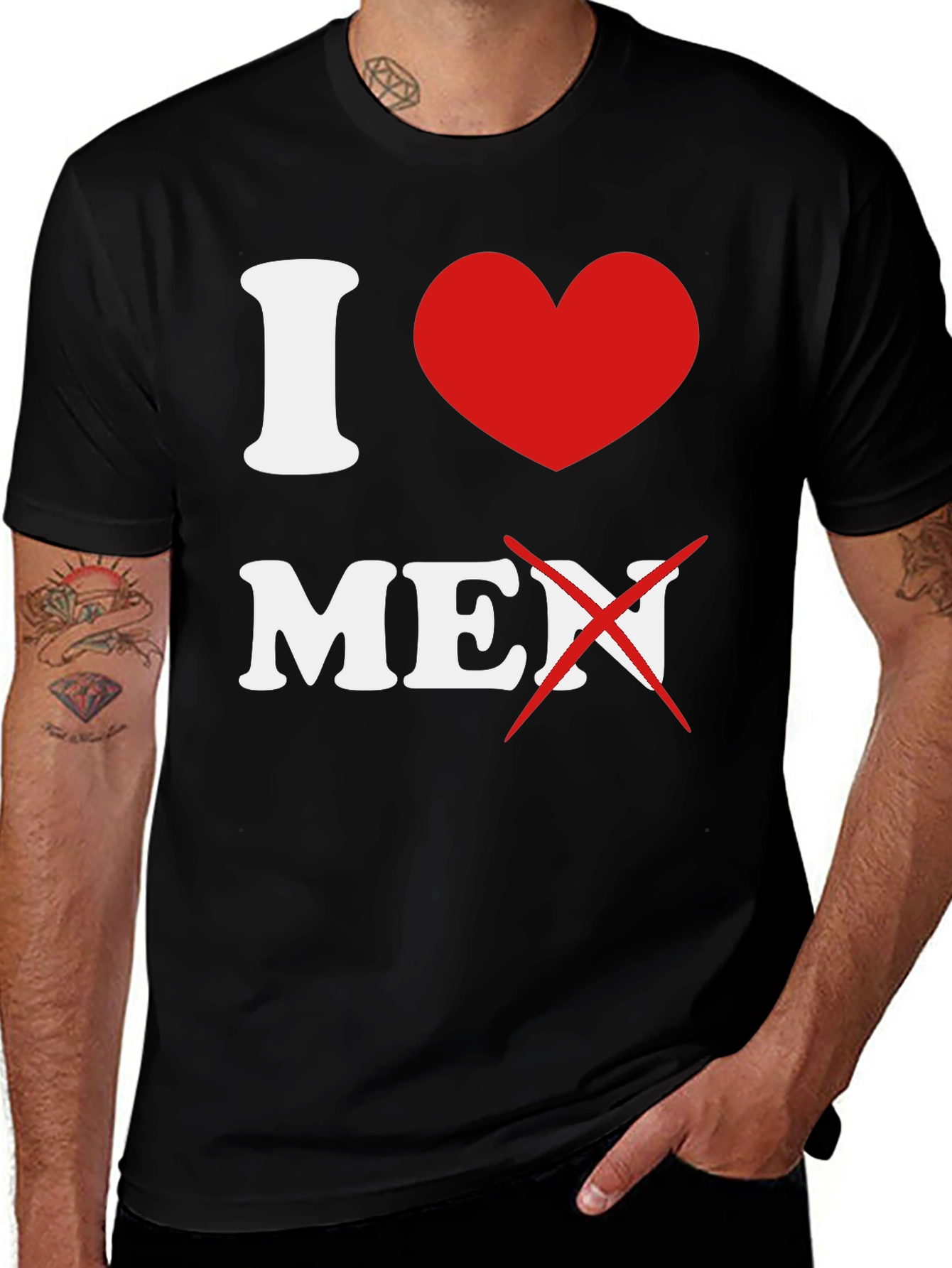 Black I Heart No Men Graphic T-Shirt main image