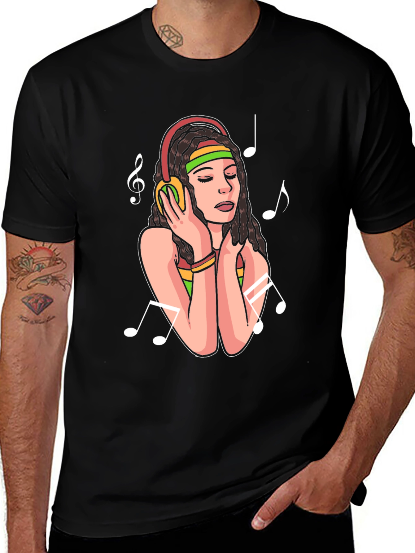 Variant 2 of Rasta Woman Listening to Music T-Shirt