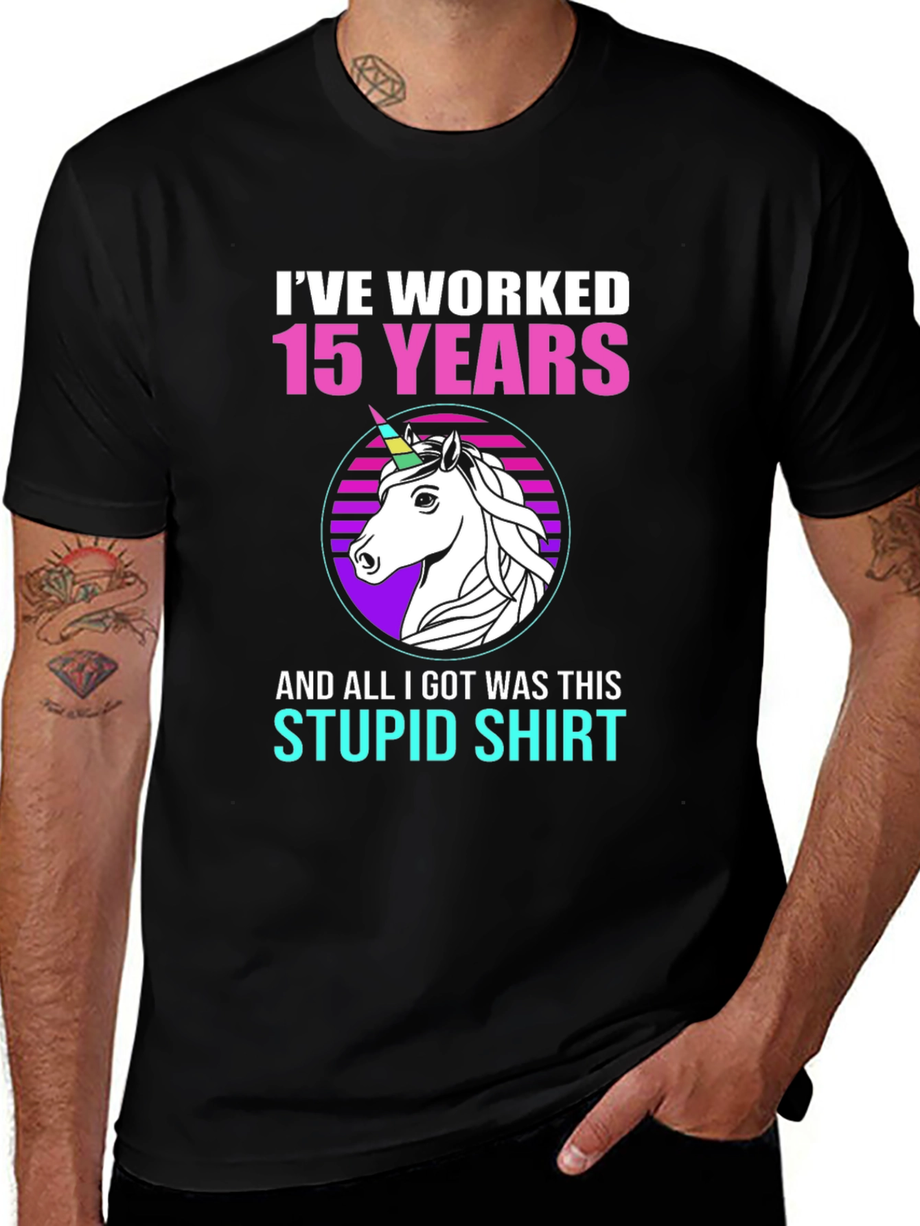 Variant 12 of Funny 15 Year Work Anniversary Unicorn T-Shirt