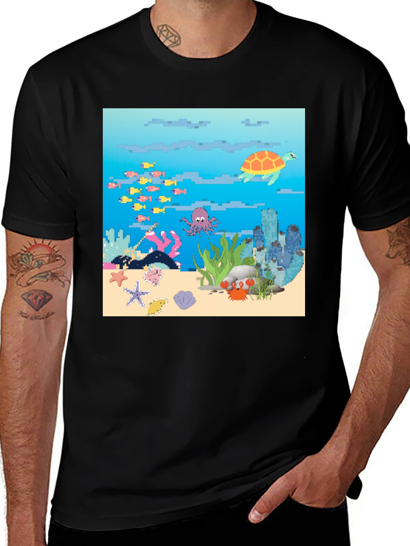 Variant 22 of Pixelated Ocean Life T-Shirt