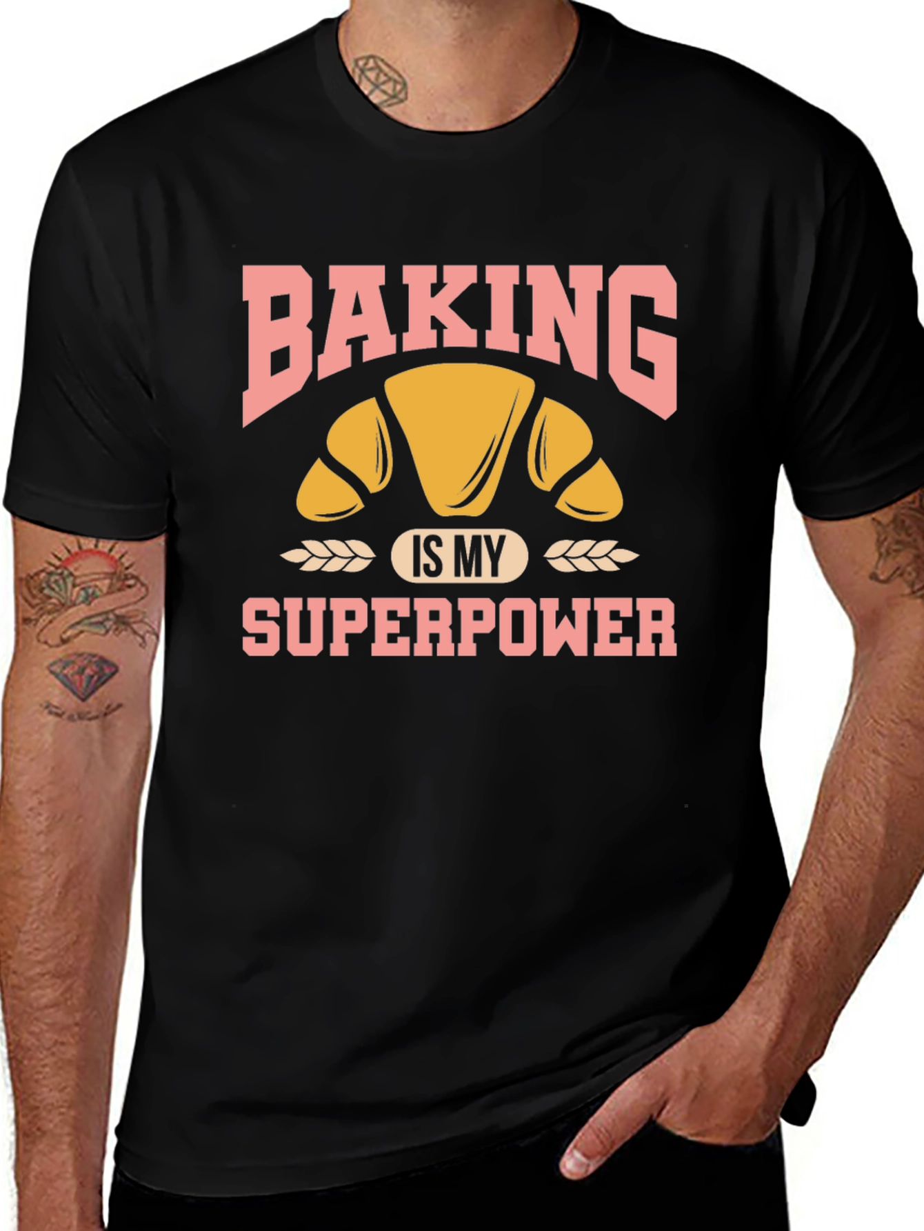 Variant 30 of Baking is My Superpower T-Shirt - Croissant Design