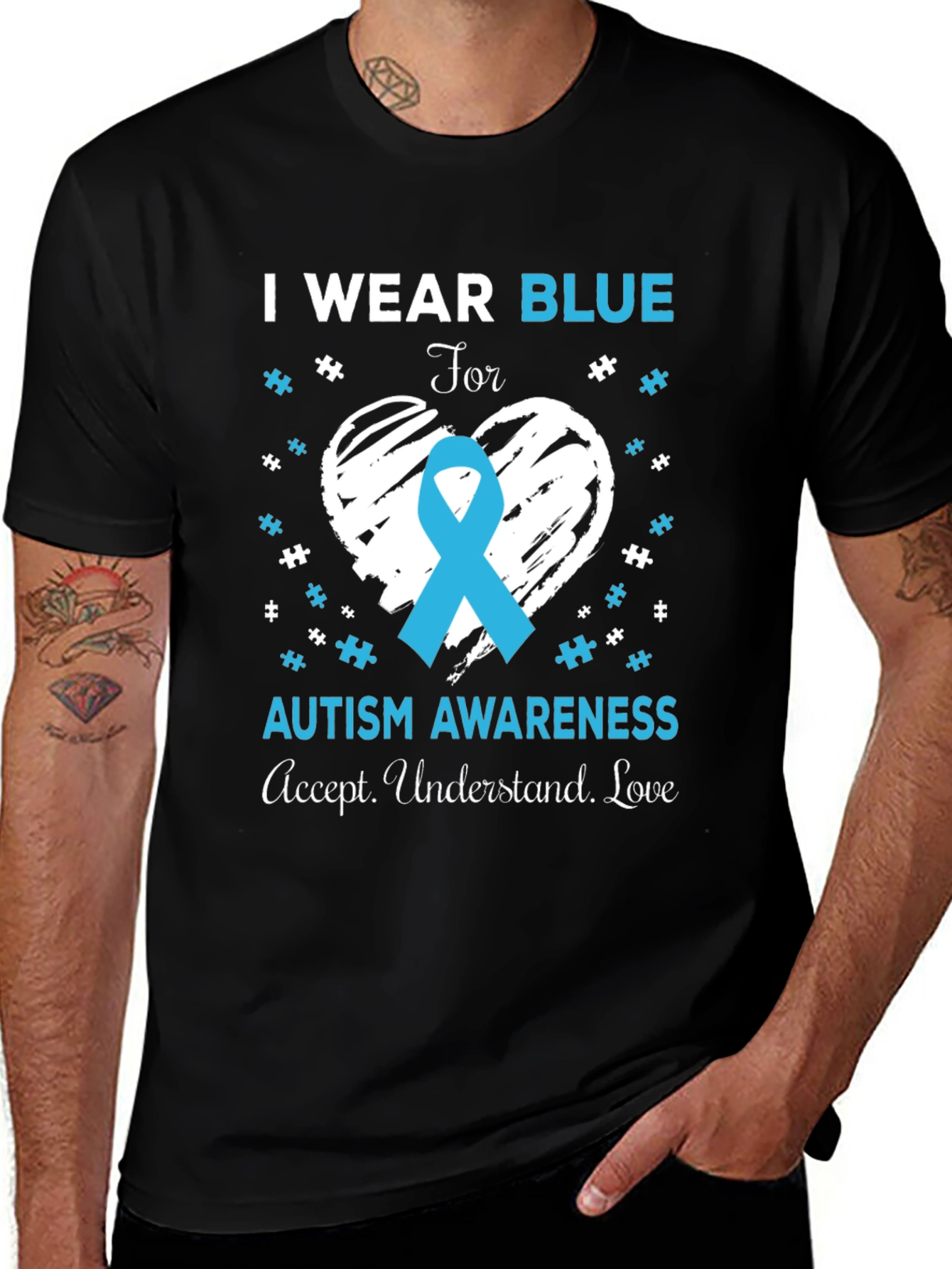 Variant 22 of Autism Awareness T-Shirt: I Wear Blue For Love