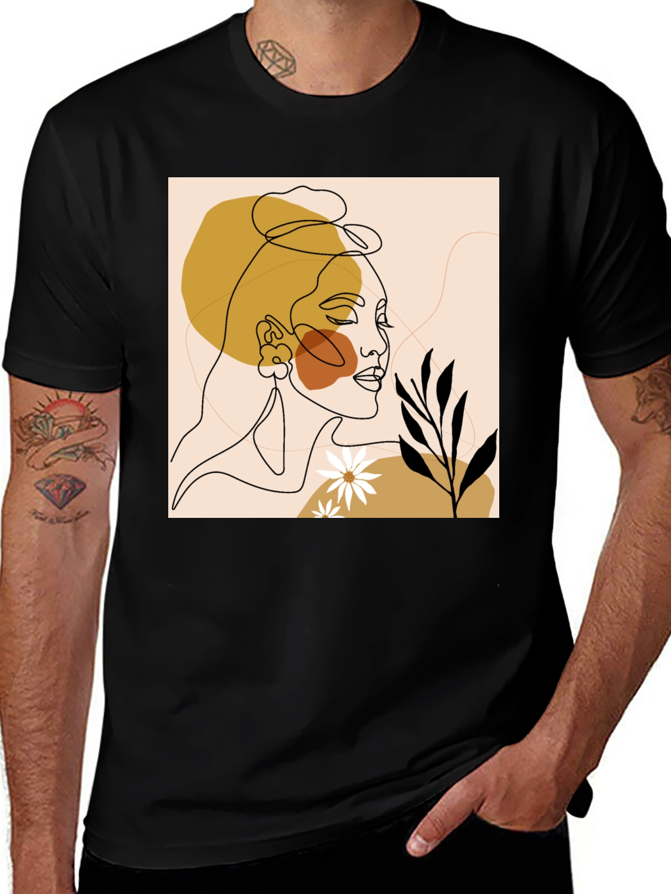 Variant 13 of Abstract Face Line Art Graphic Tee