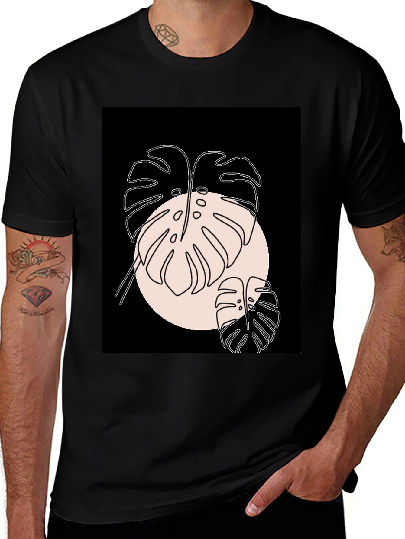 Variant 7 of Monstera Graphic Black T-Shirt