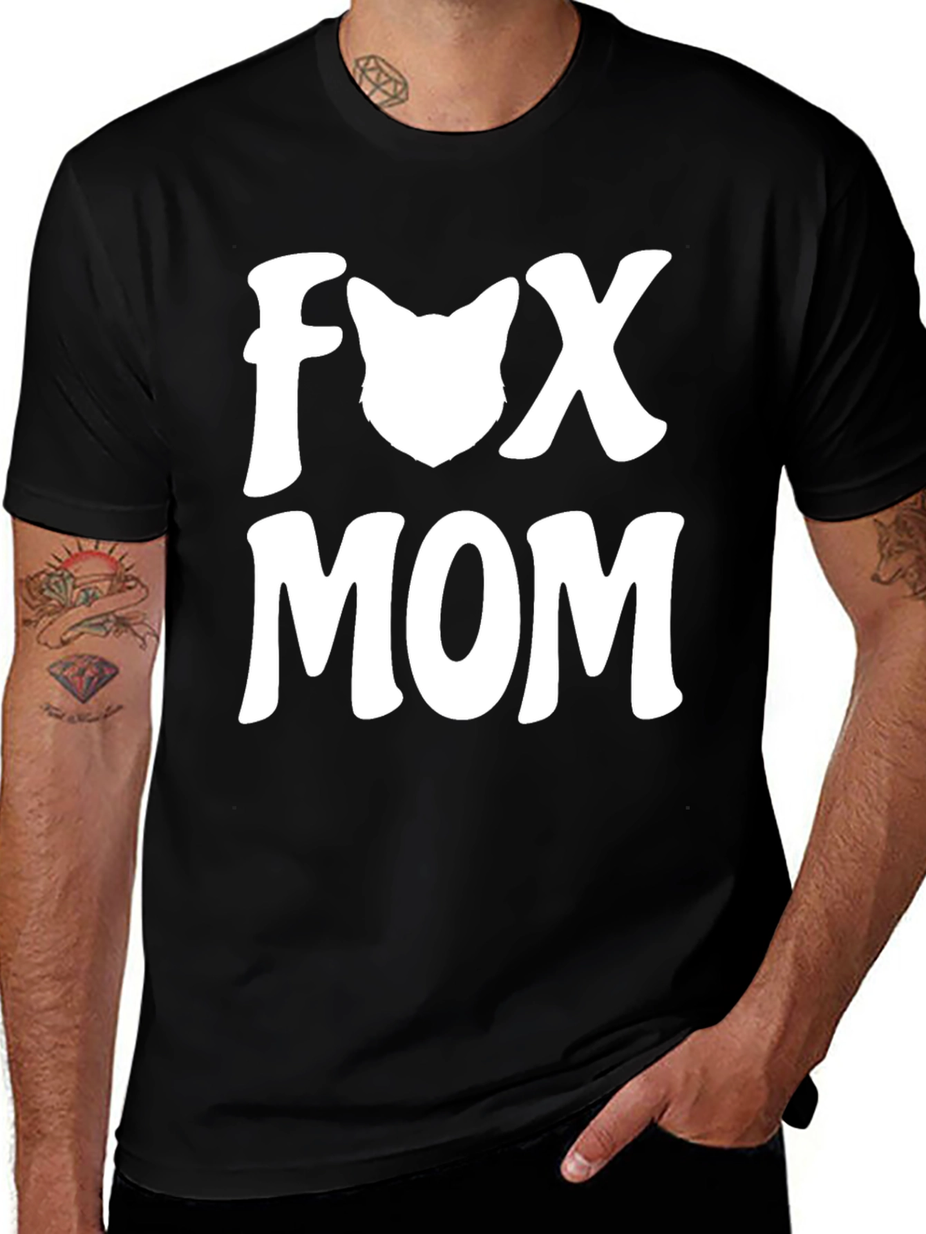 Variant 12 of Fox Mom Graphic T-Shirt - Black