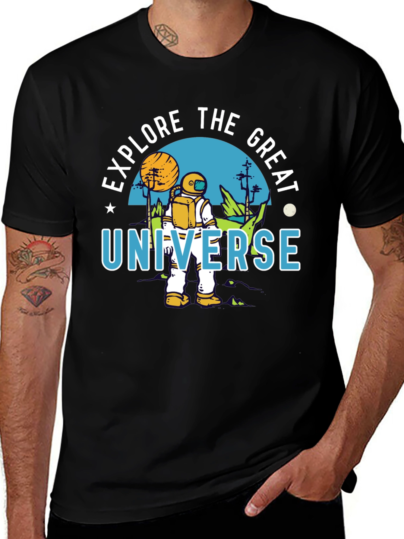 Variant 30 of Explore the Great Universe Black Graphic T-Shirt