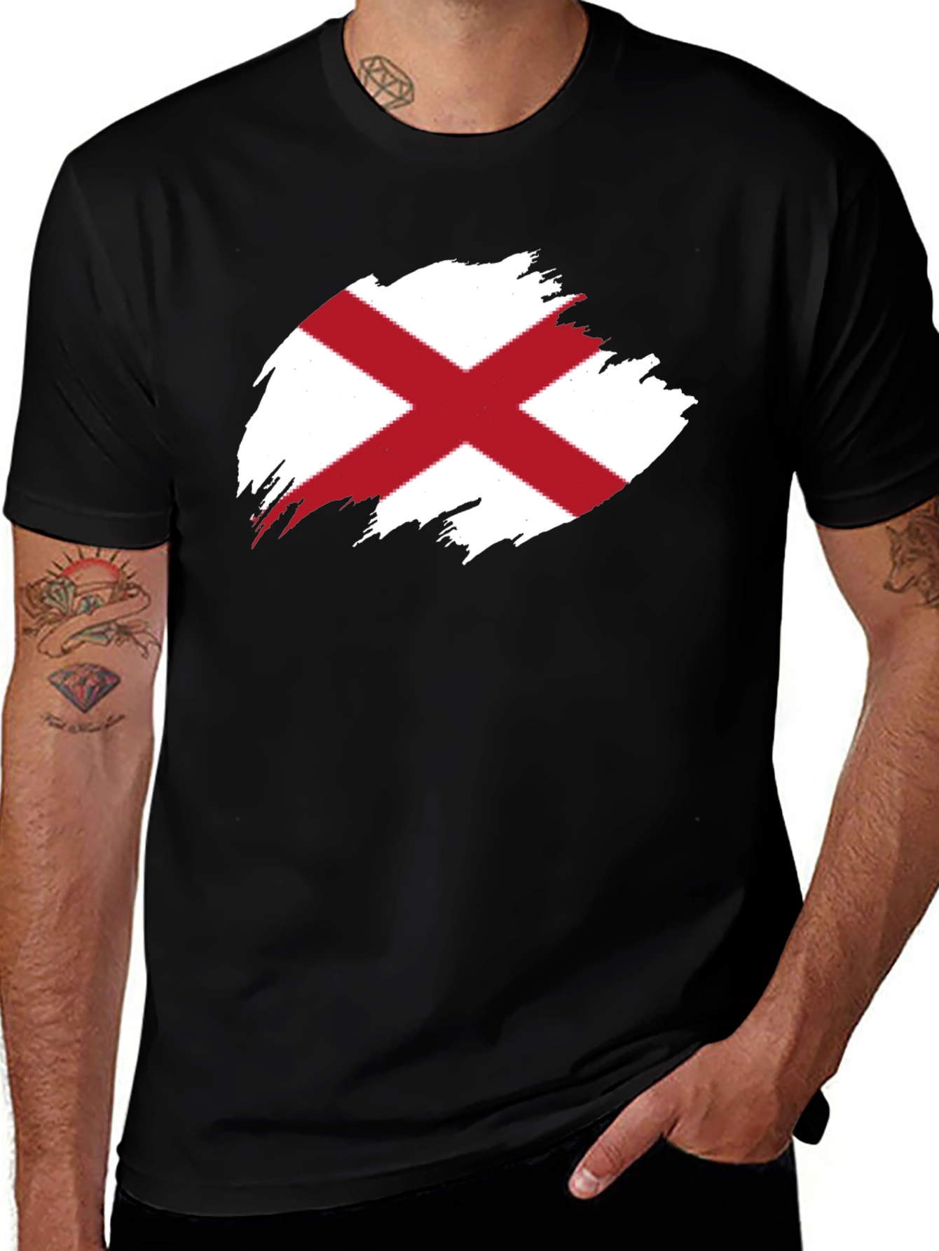Alabama Flag Graphic T-Shirt - Black Cotton Tee