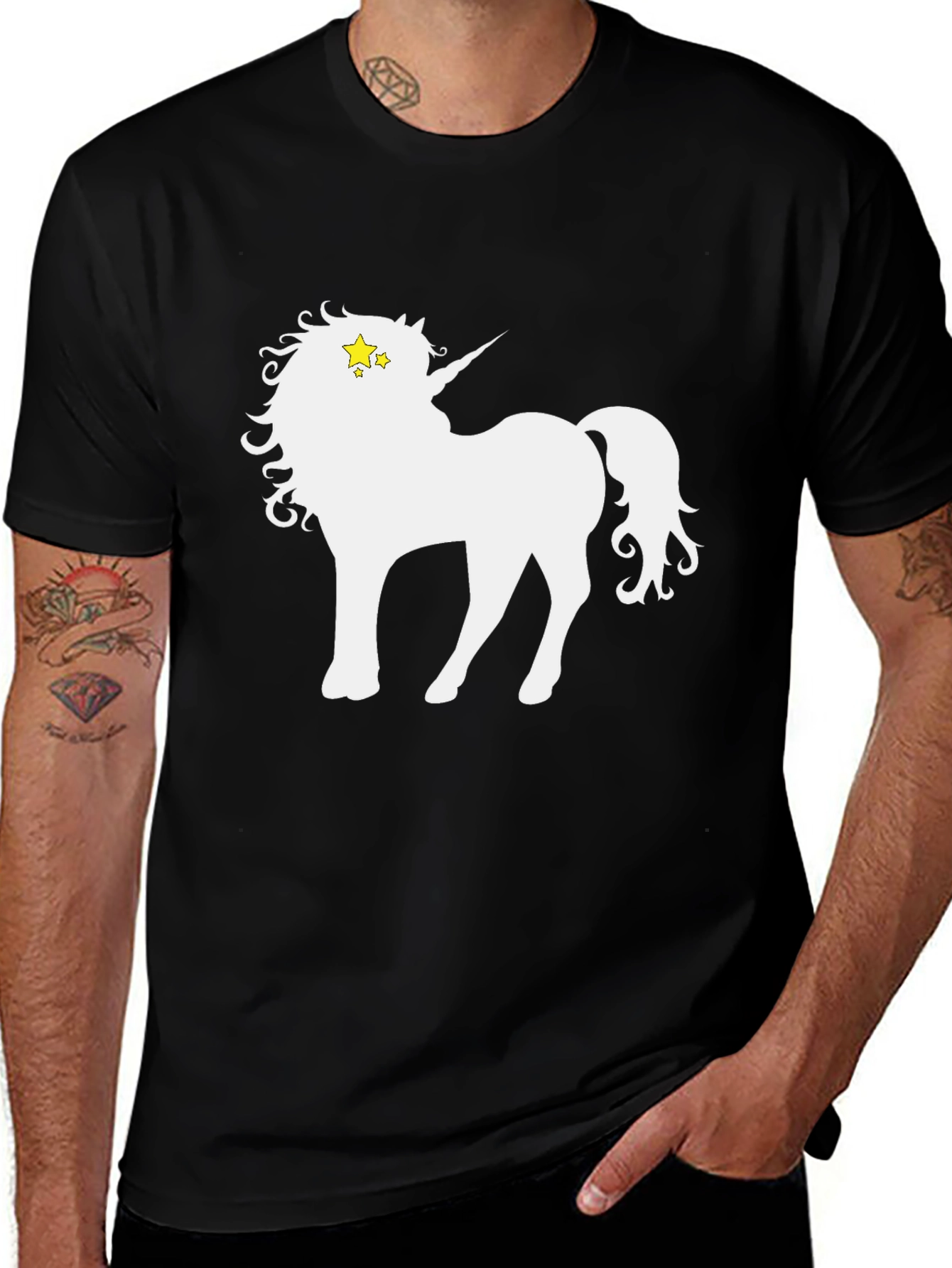 Variant 23 of Unicorn Graphic Tee - Men's Black T-Shirt