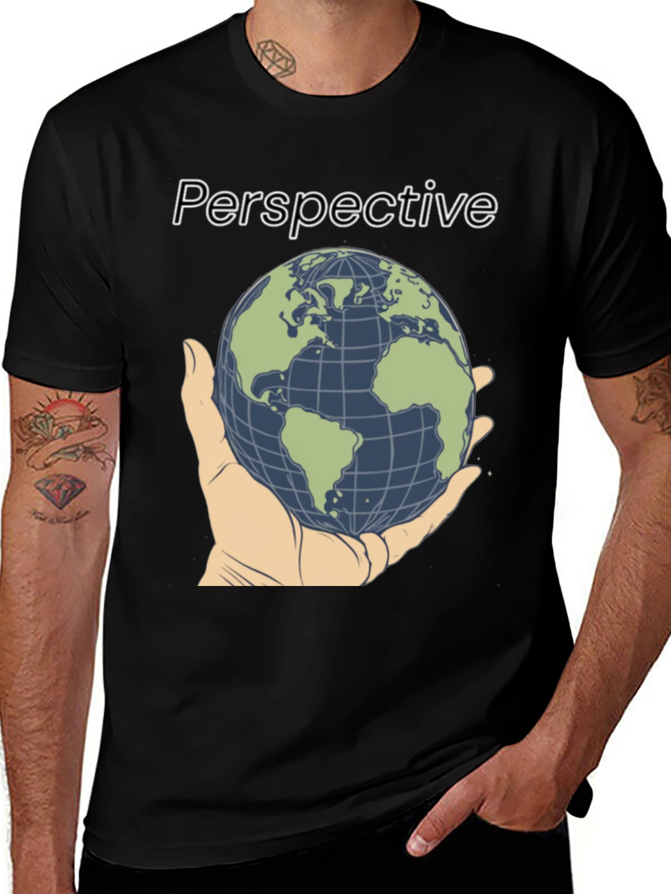 Variant 4 of Perspective World in Hand Graphic Tee