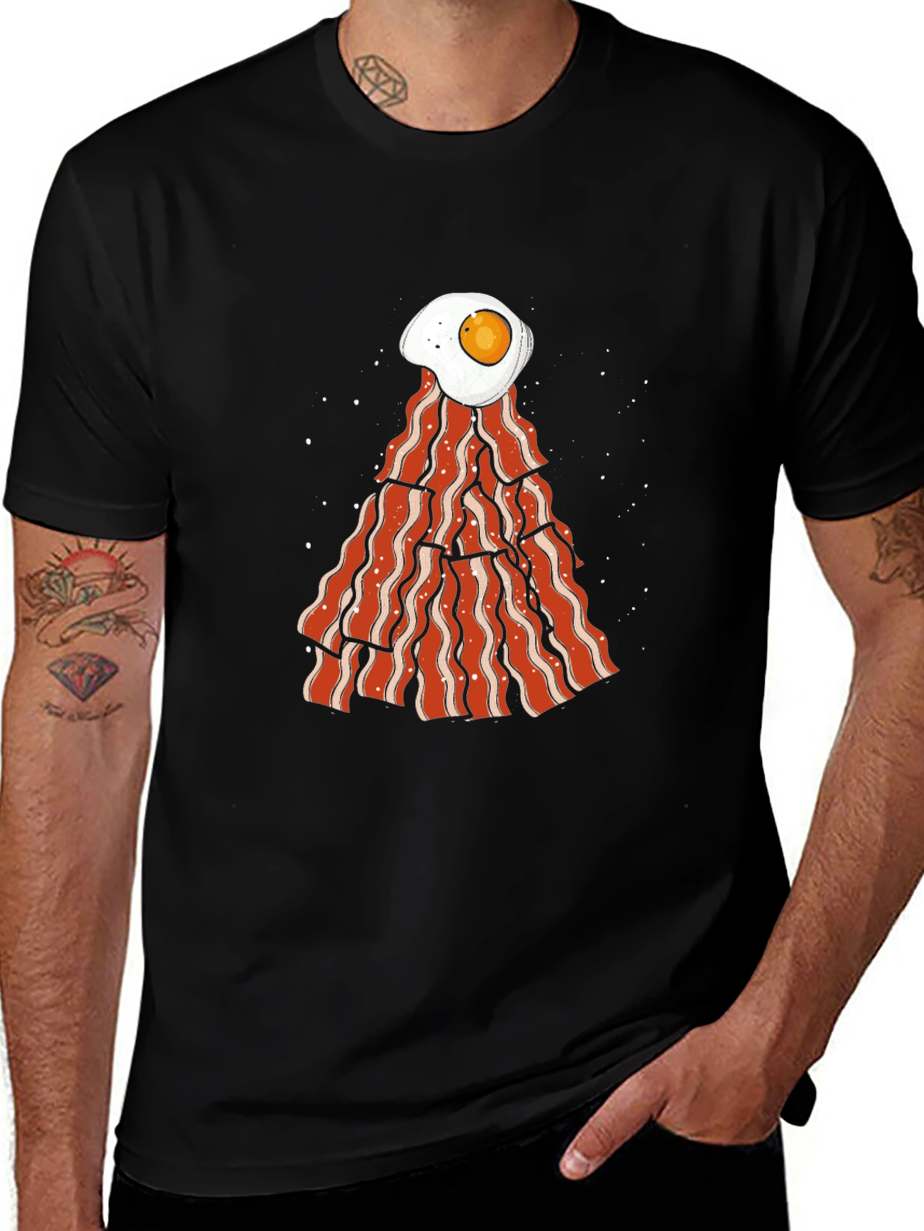 Variant 17 of Bacon & Eggs Graphic Tee - Black Casual T-Shirt