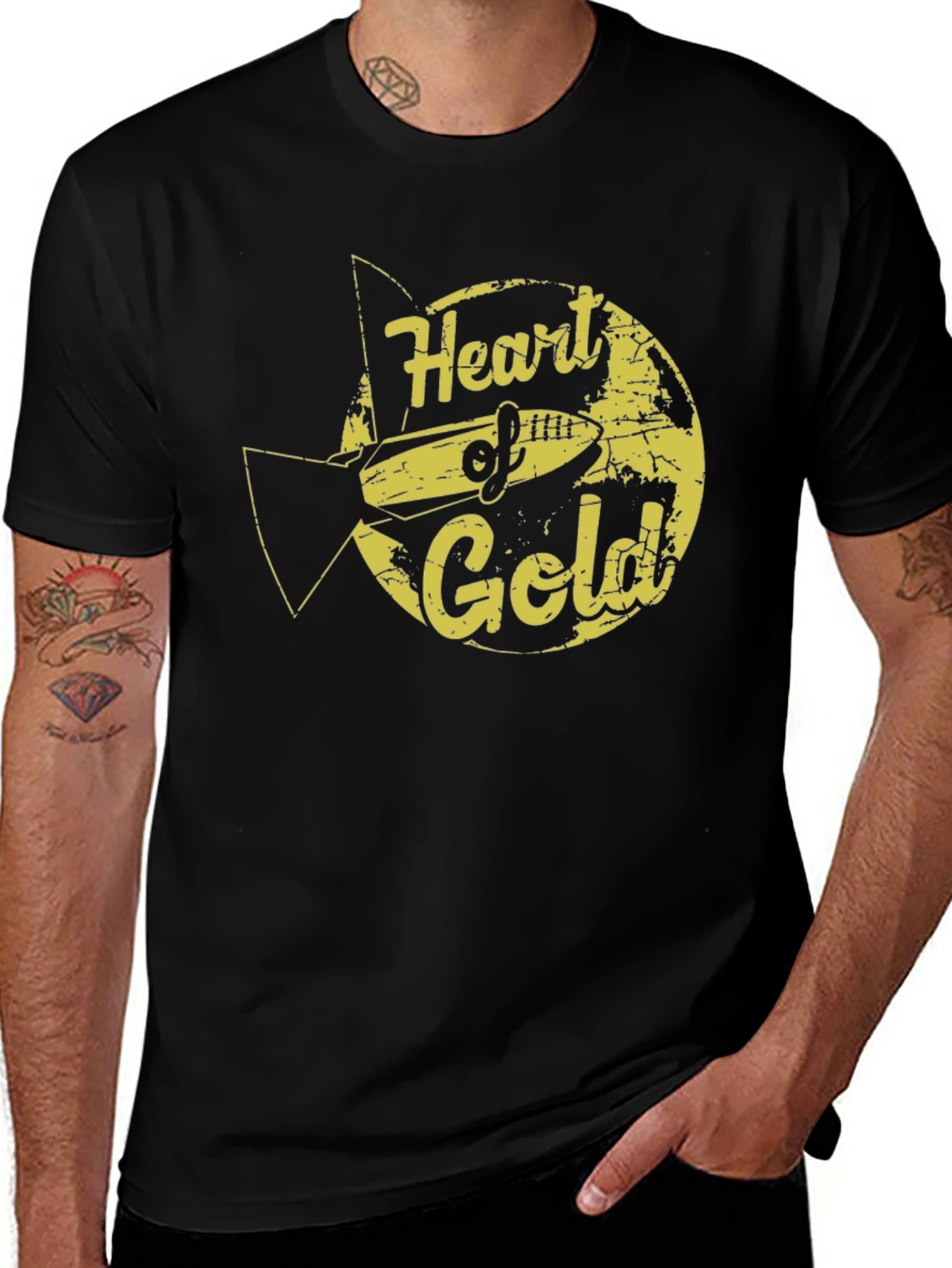 Black Heart of Gold Graphic Tee - Retro Sci-Fi Style main image