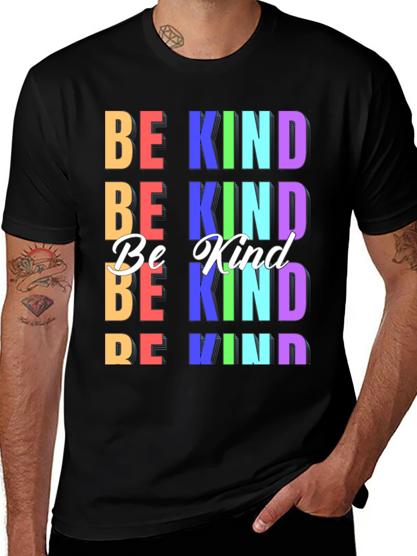 Variant 27 of Be Kind Graphic Tee - Colorful Kindness T-Shirt