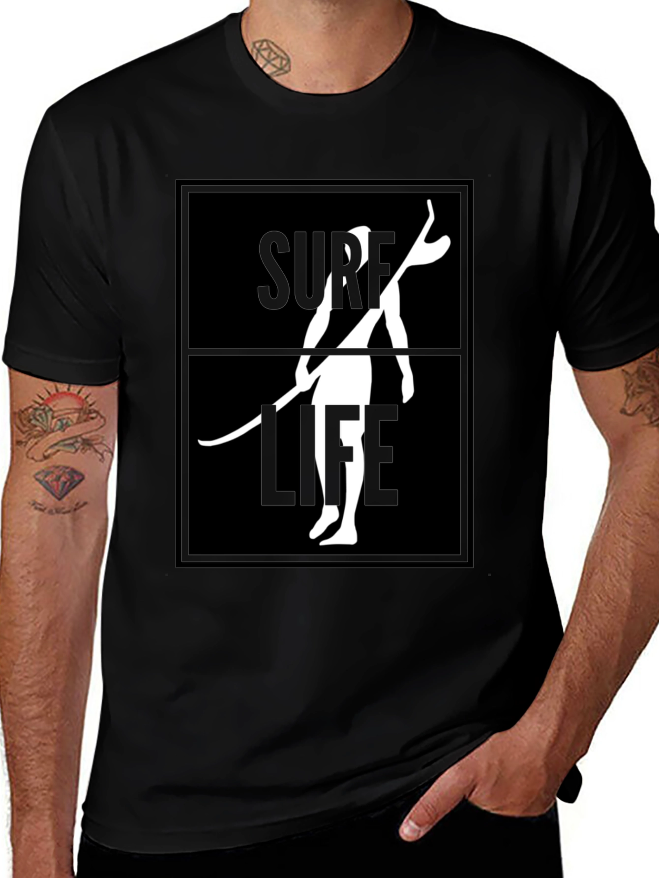 Variant 17 of Surf Life Graphic Tee - Black T-Shirt