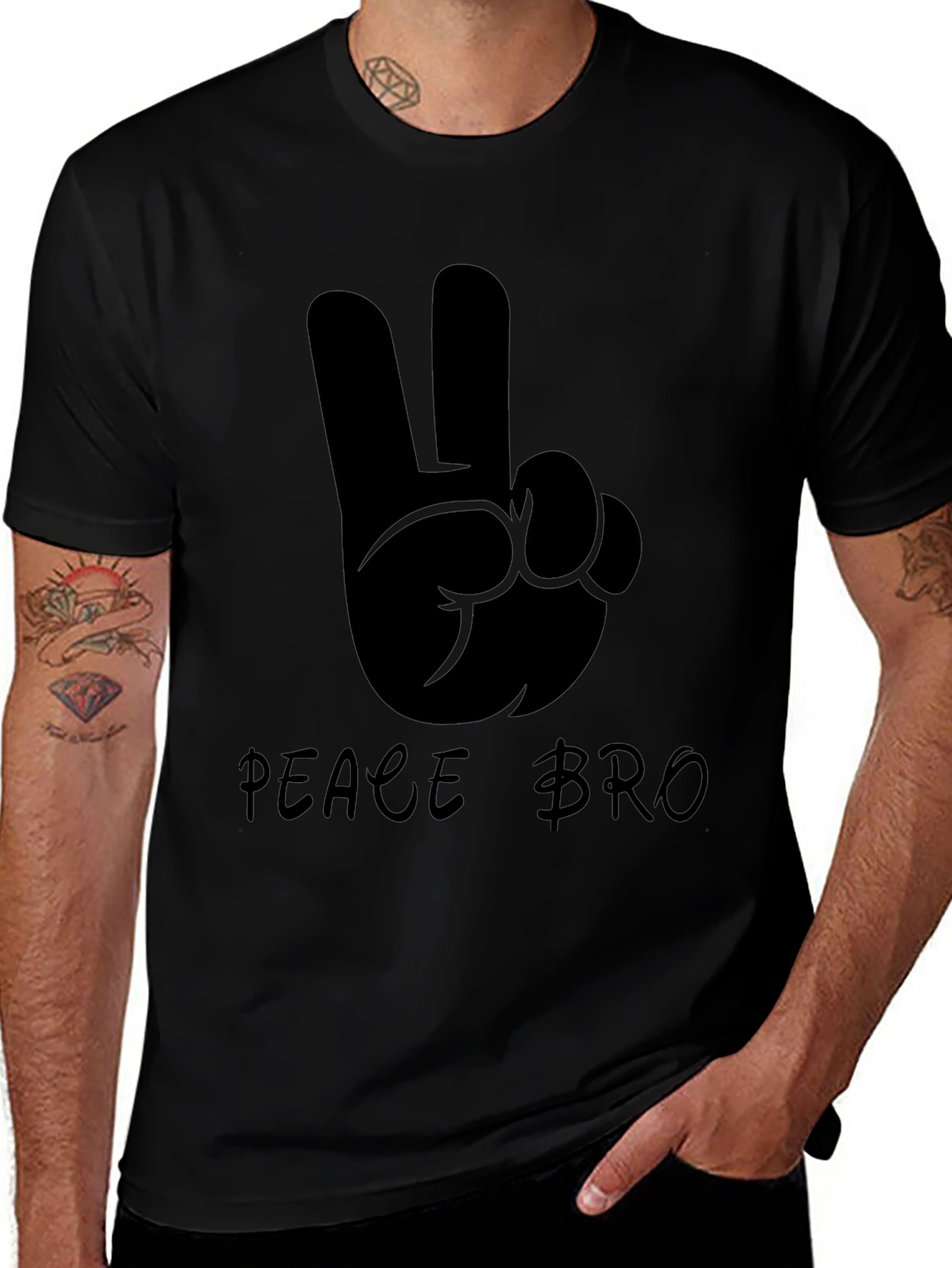 Variant 28 of Peace Bro Graphic T-Shirt - Black