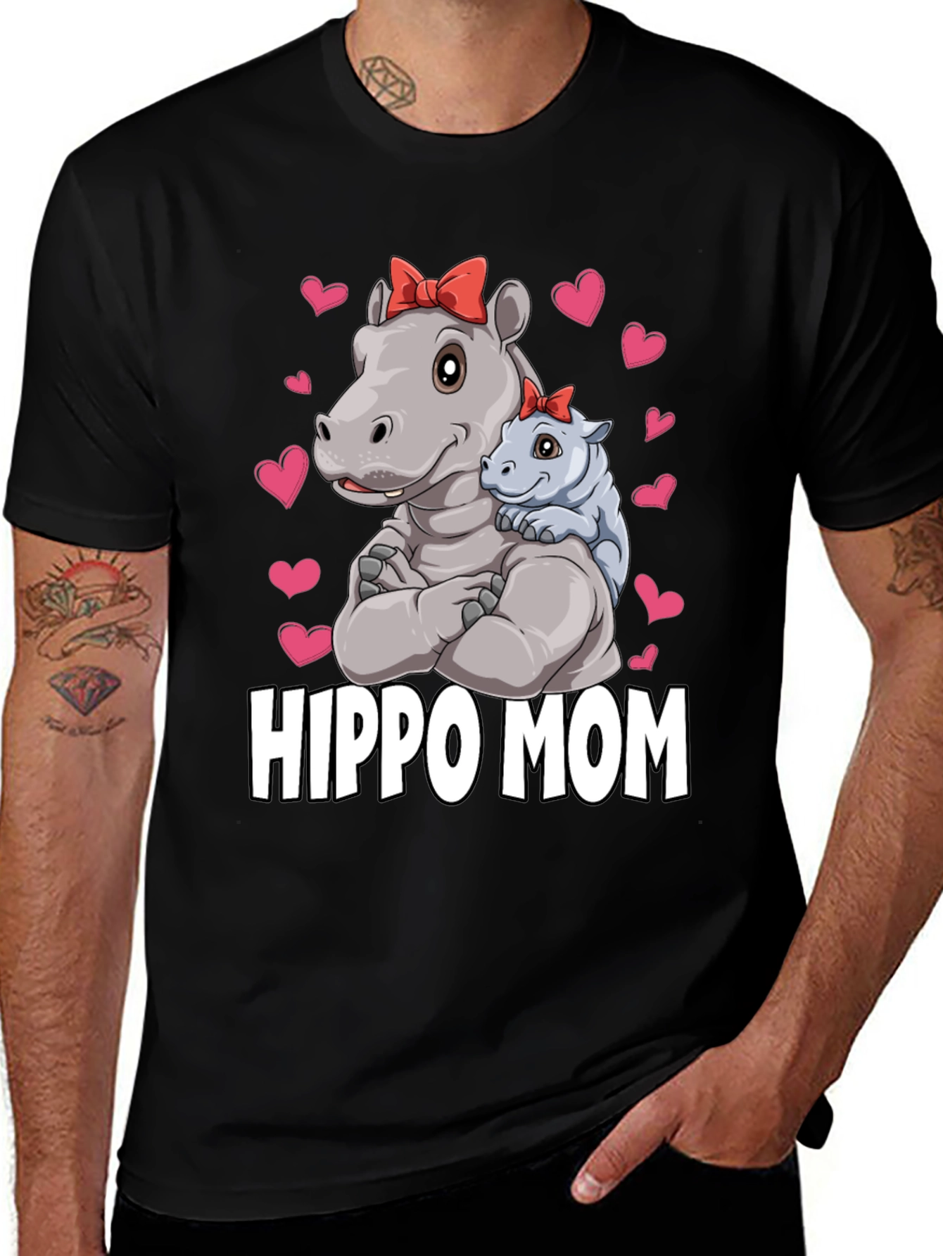 Variant 26 of Hippo Mom T-Shirt - Cute Animal Graphic Tee
