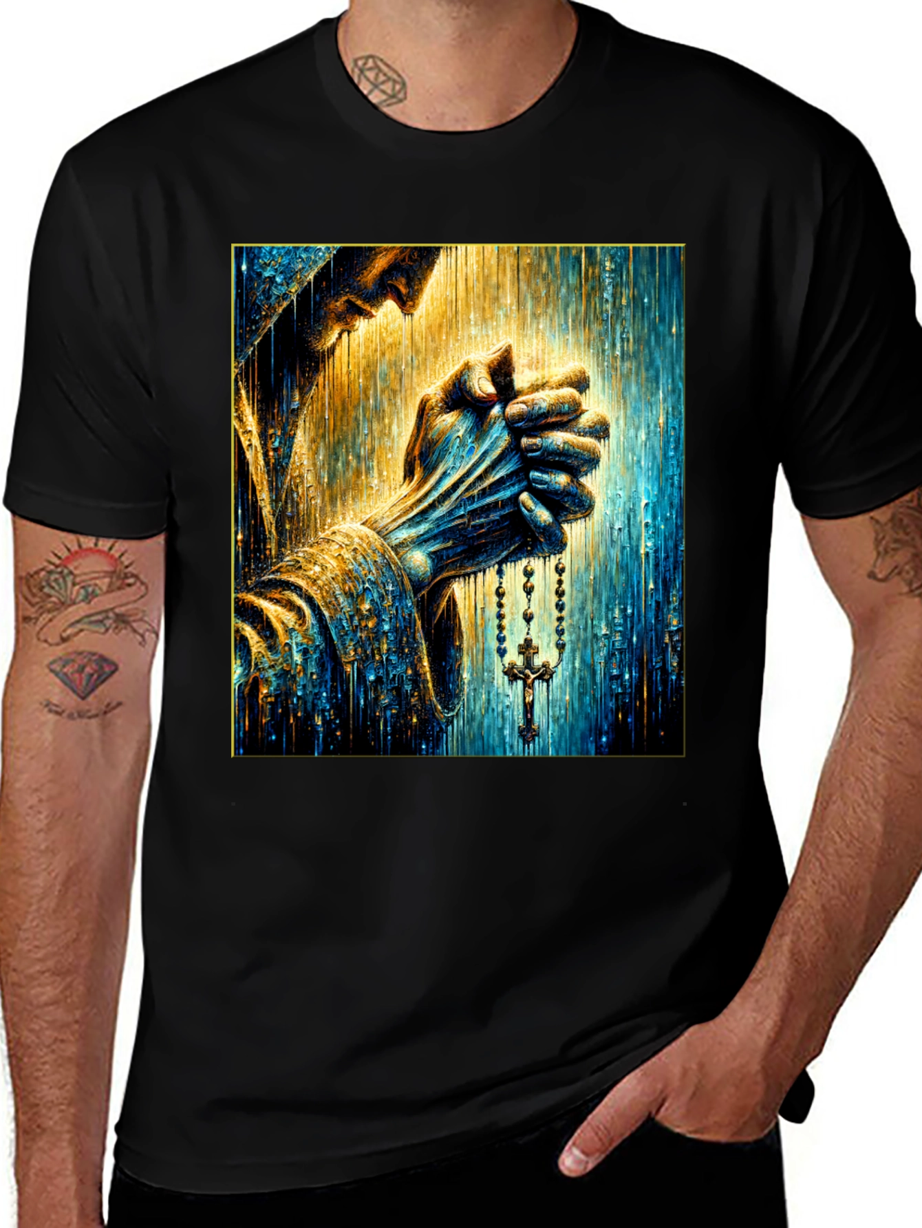 Variant 12 of Praying Hands Graphic Tee - Religious Art Shirt