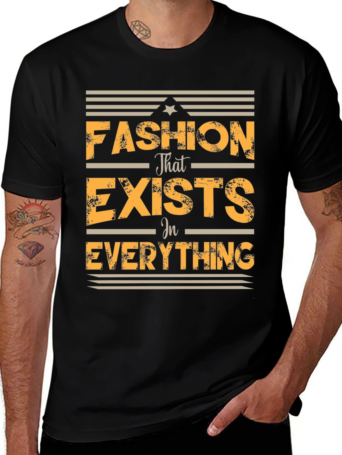 Variant 25 of Fashion Exists Tee - Stylish Black Graphic T-Shirt