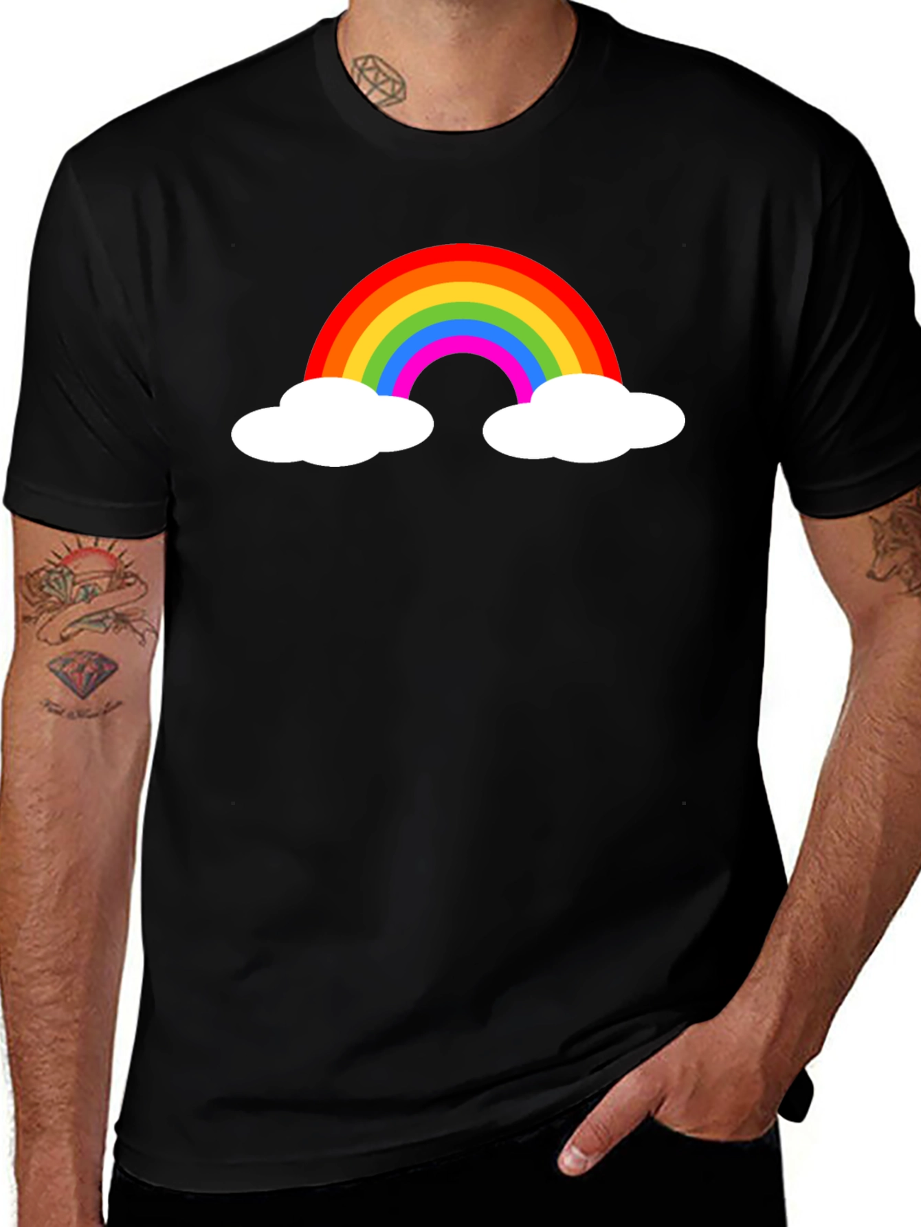 Variant 11 of Rainbow Cloud Graphic Tee - Stylish Casual Comfort