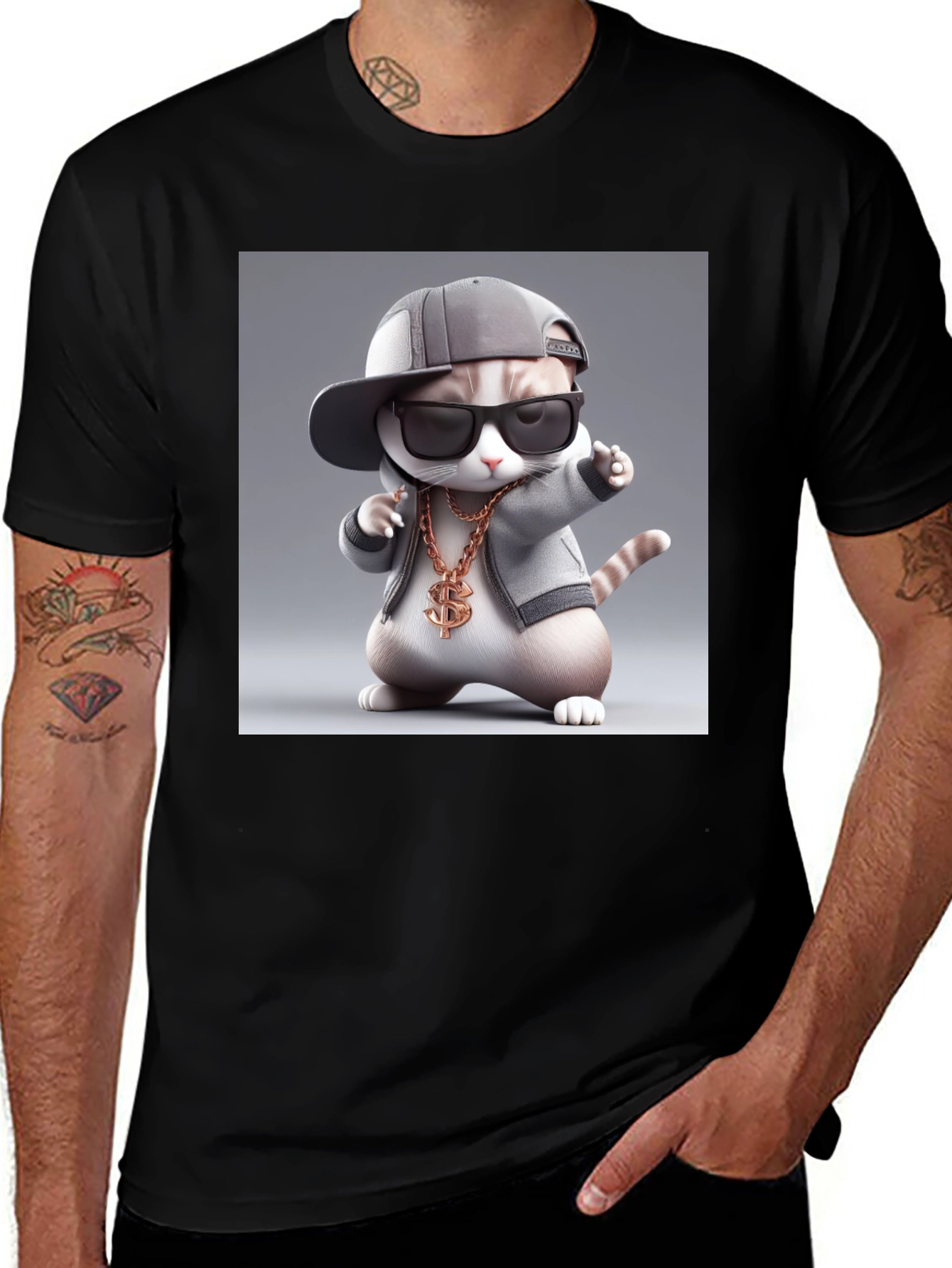 Variant 26 of Cool Cat T-Shirt: Gangster Style