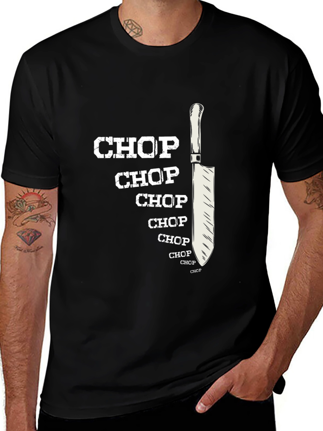 Chop Chop Chef Knife Tee - Culinary Humor T-Shirt