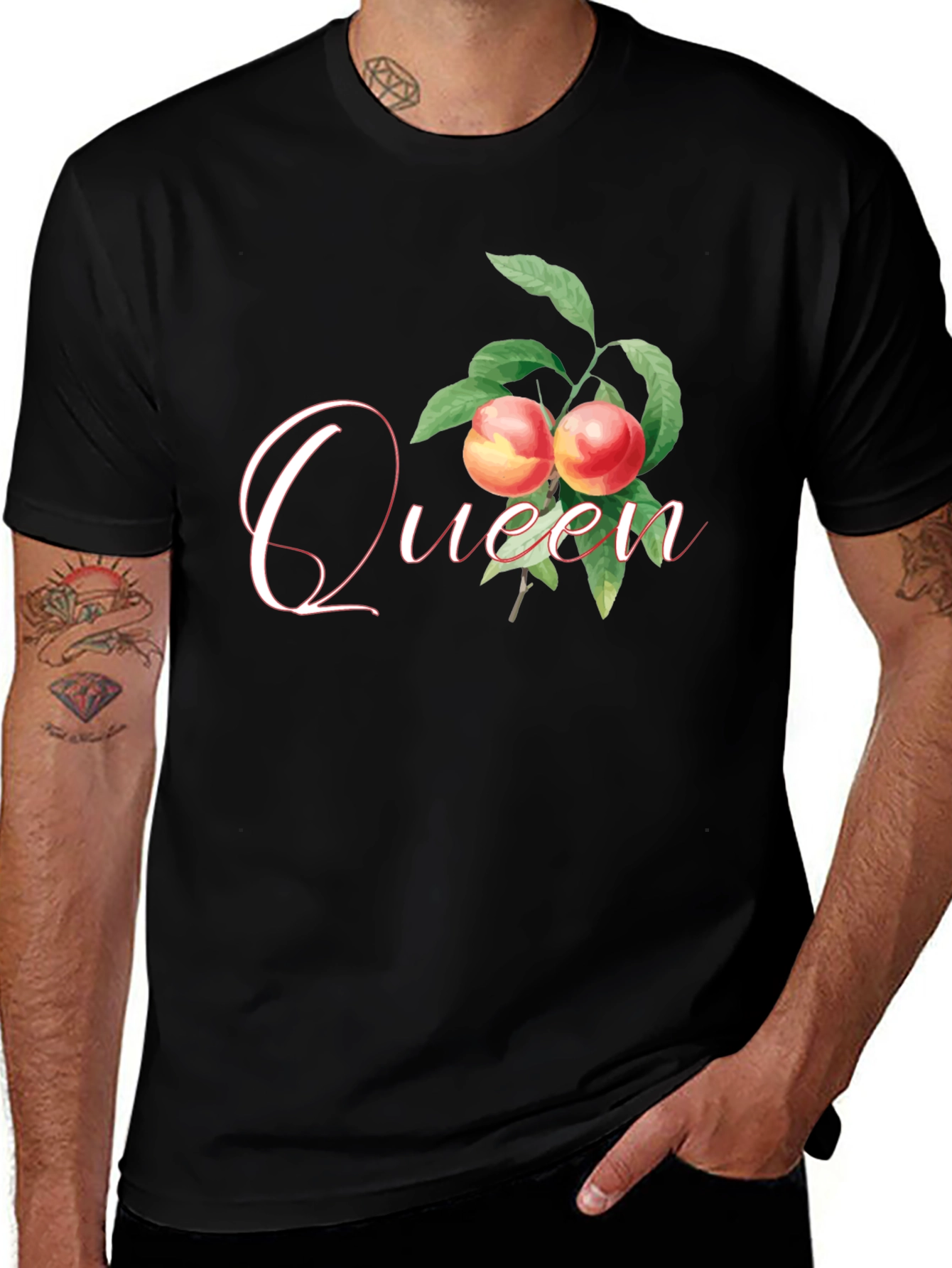Variant 24 of Queen Peach Graphic Tee - Trendy Fruit Design