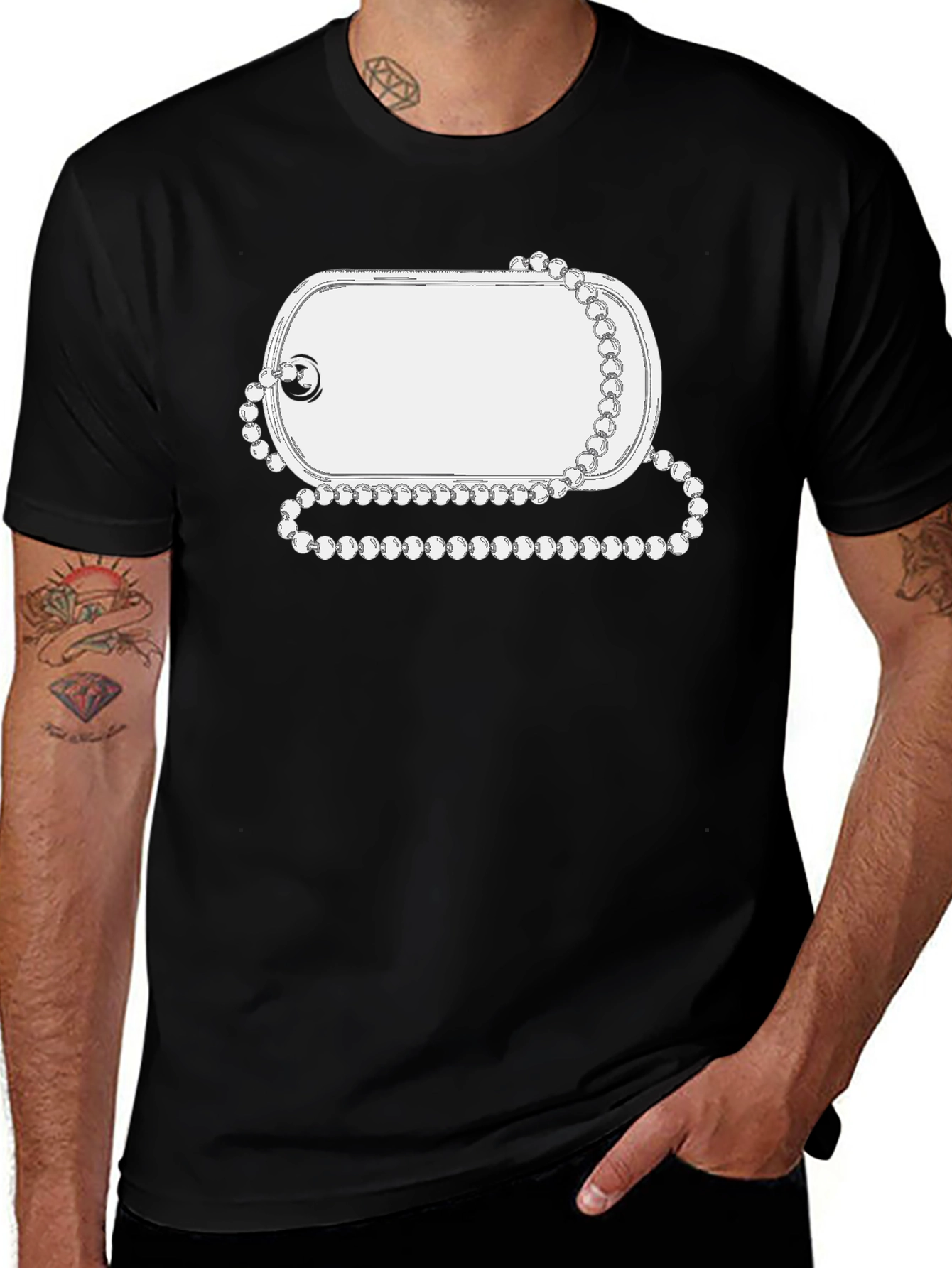 Dog Tag Graphic Black T-Shirt