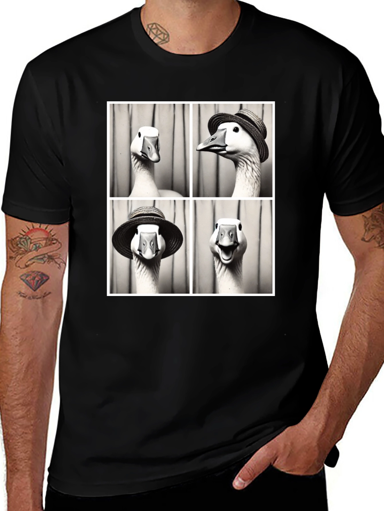 Goose Photo Booth Black T-Shirt