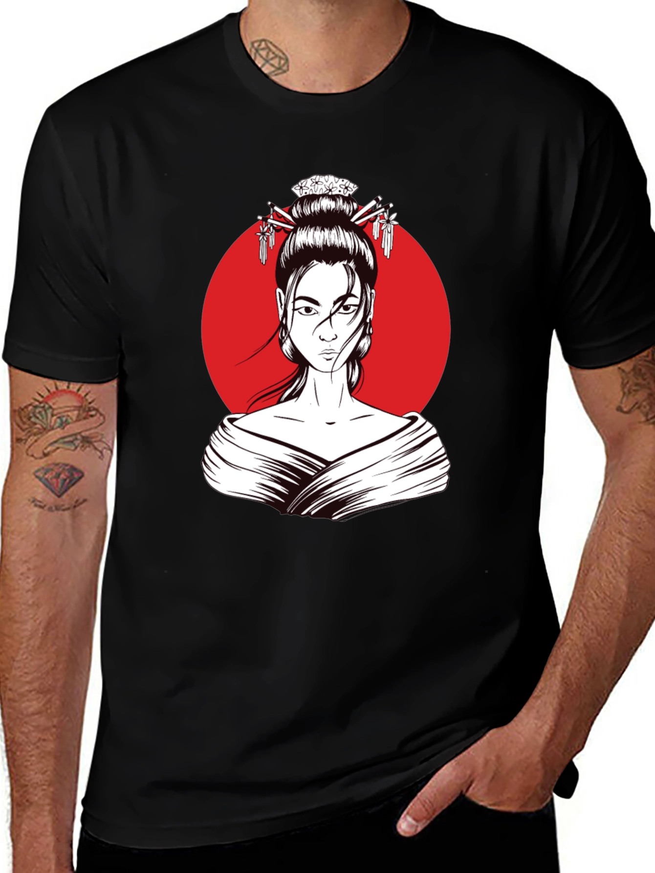 Variant 5 of Geisha Graphic Tee - Modern Artistic Style